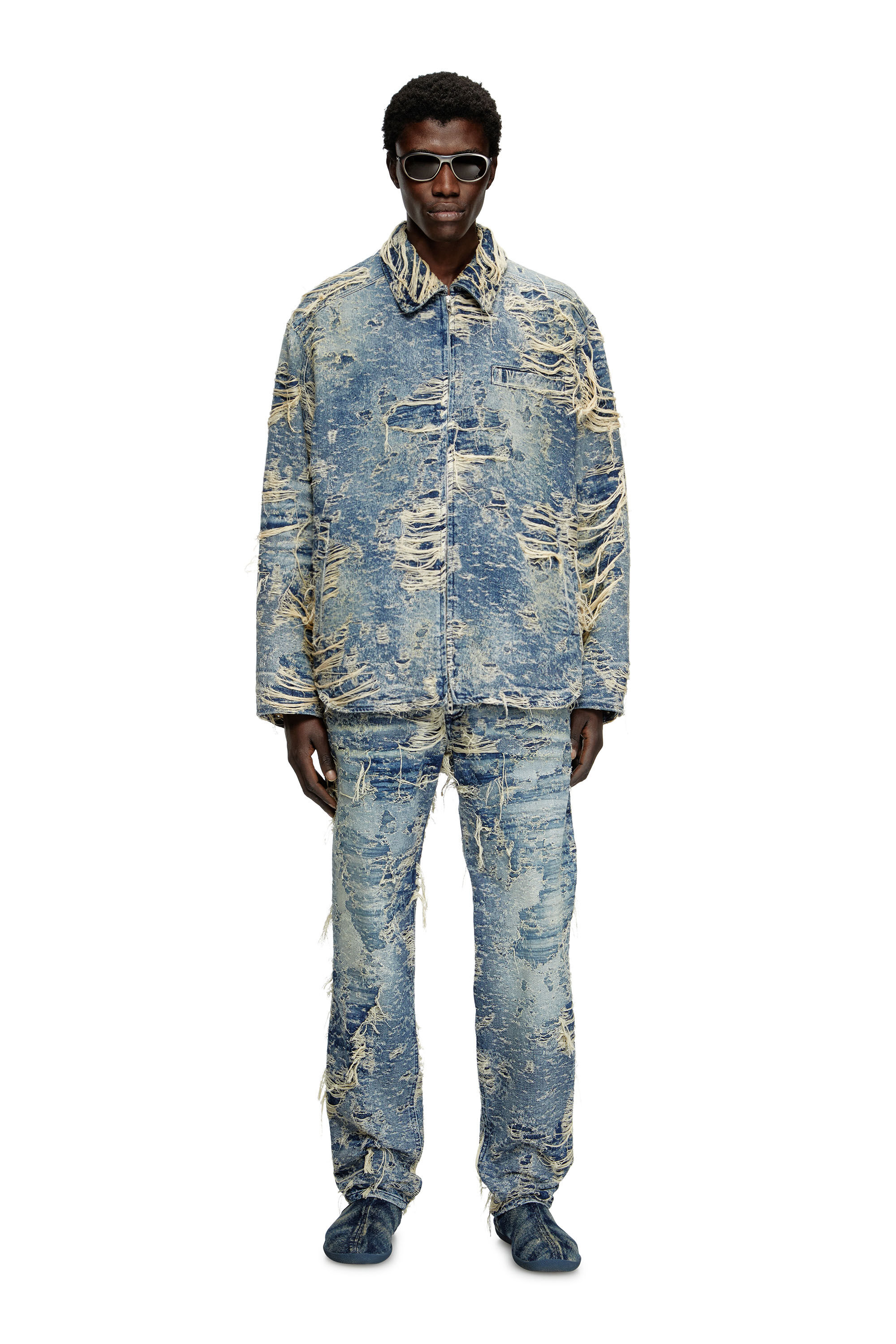 Diesel - D-IVAR-FSG1, Male's Jacket in floating-thread denim in Medium Blue - 1