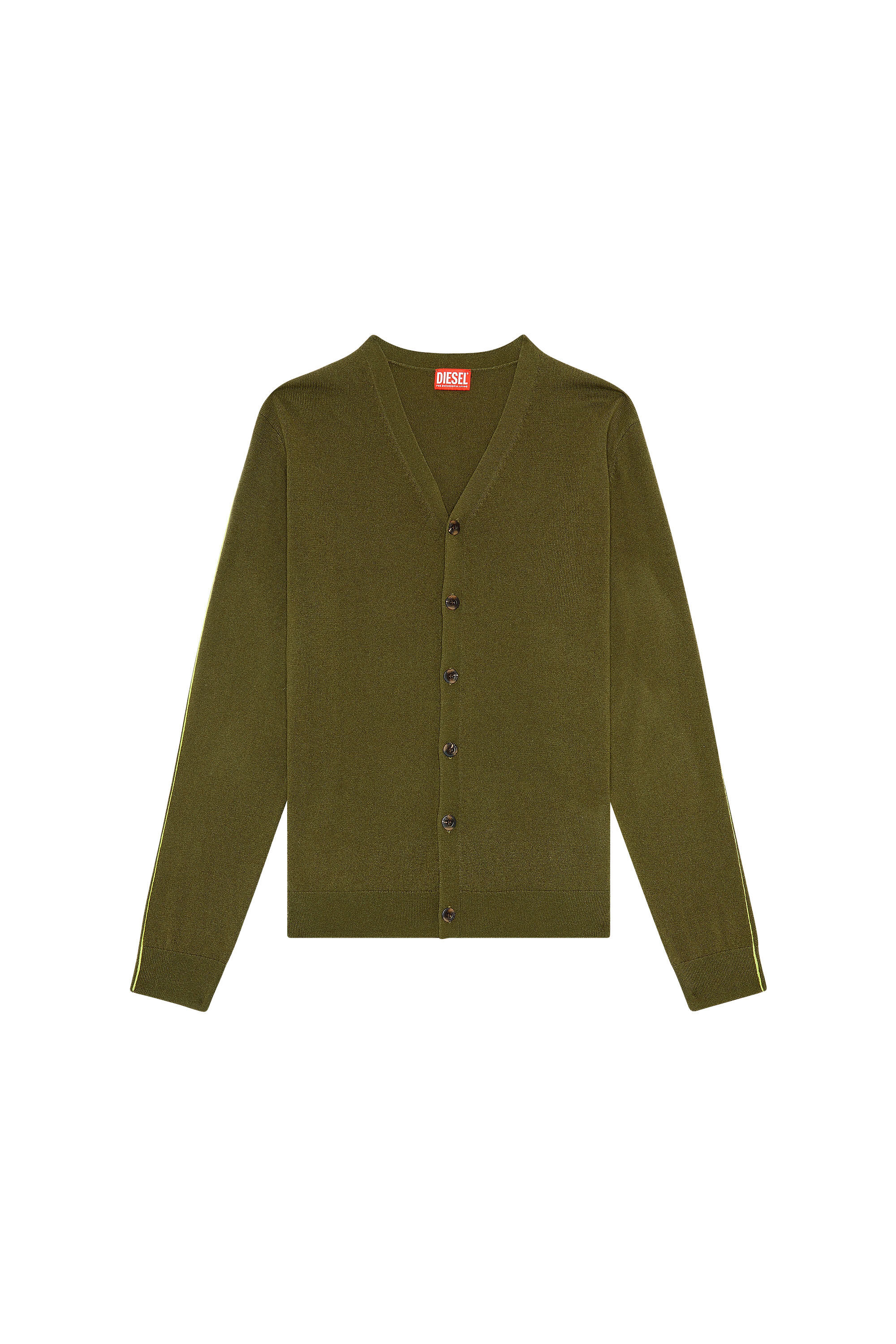 Diesel - K-ZANTE, Male's Cardigan with contrast piping in Olive Green - 2