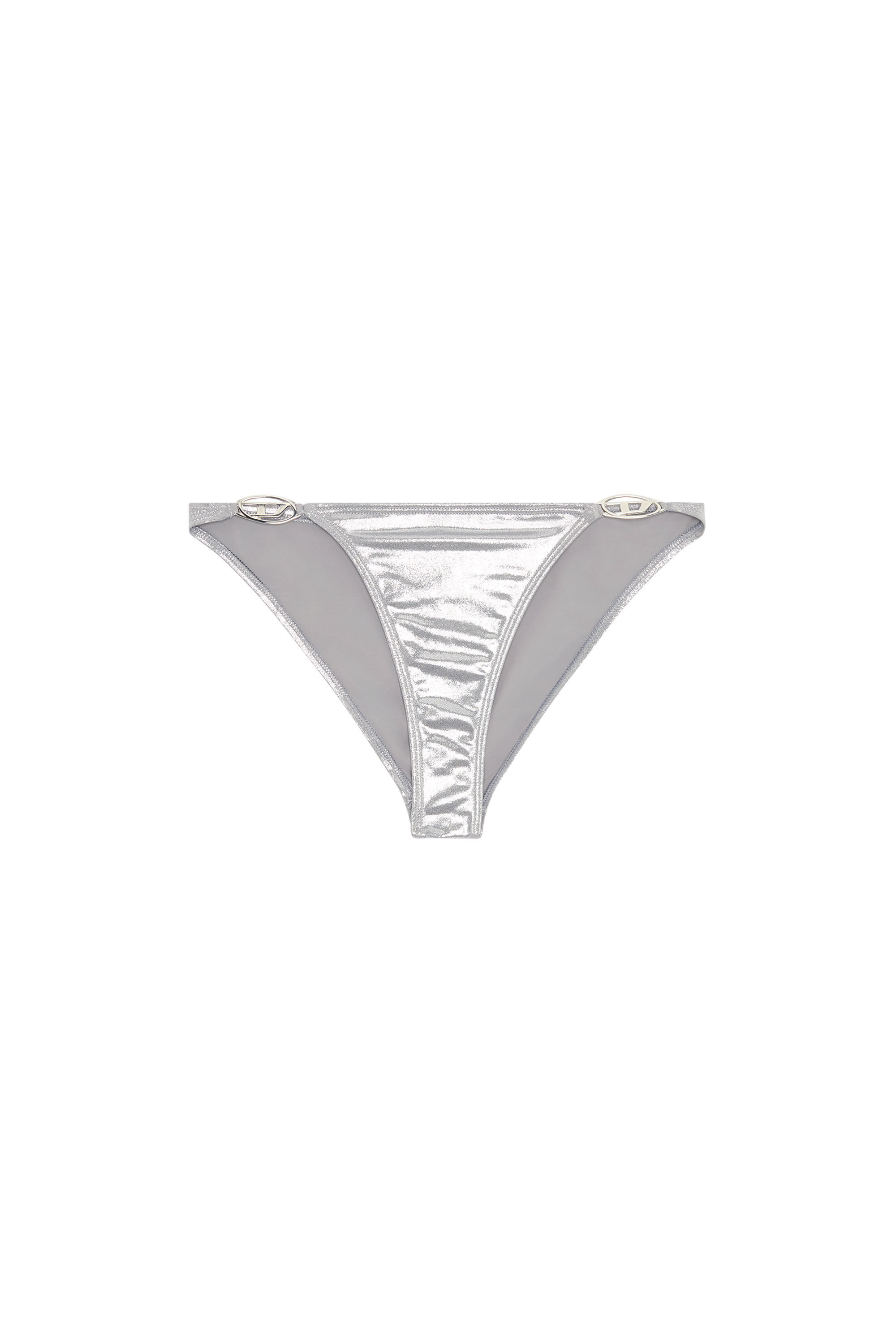 Diesel - BFPN-IRINA-O, Bas de bikini métallisé avec plaques à logo Femme in Gris argenté - 4