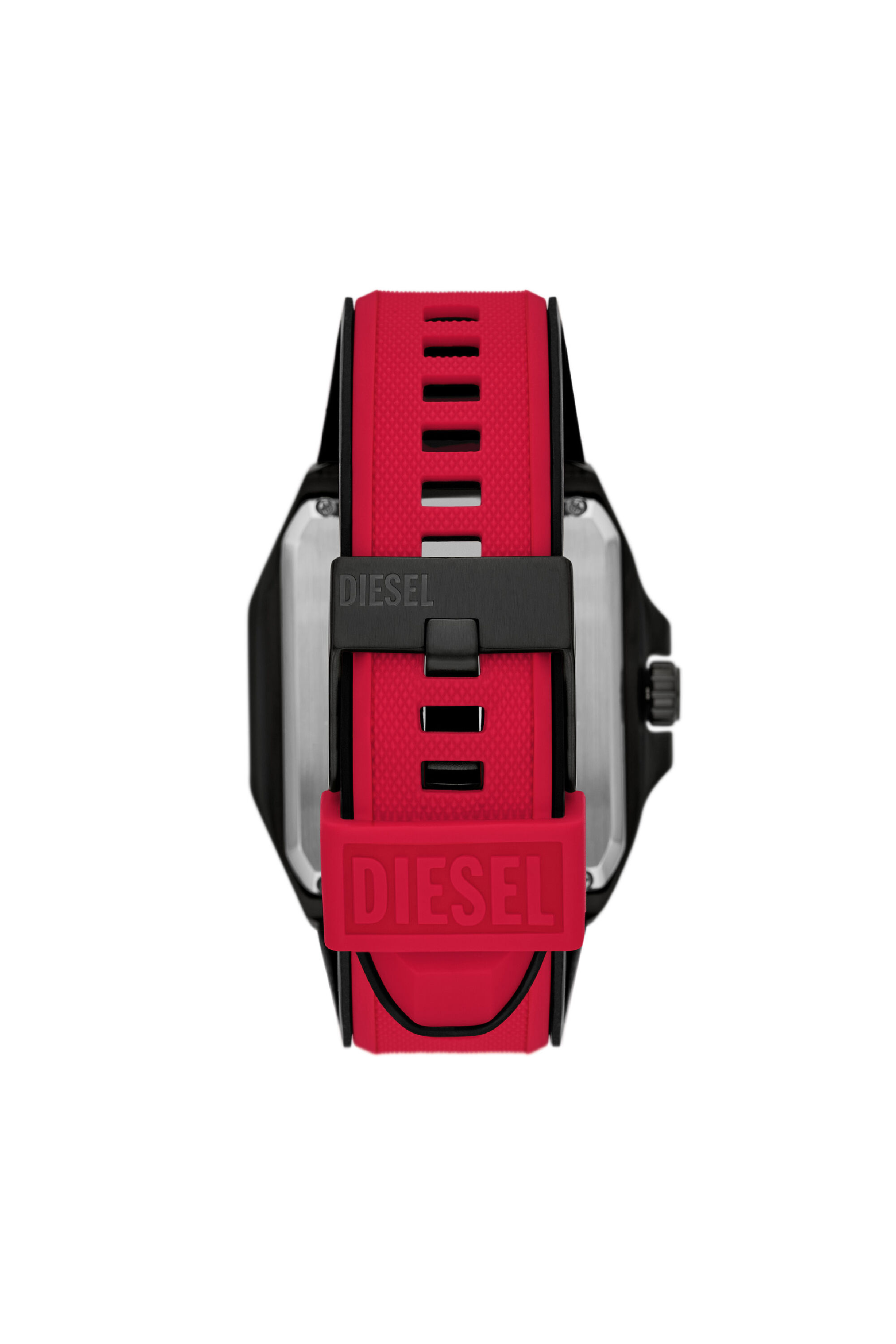 Diesel - DZ7469, Male's Flayed silicone watch in Red - 2
