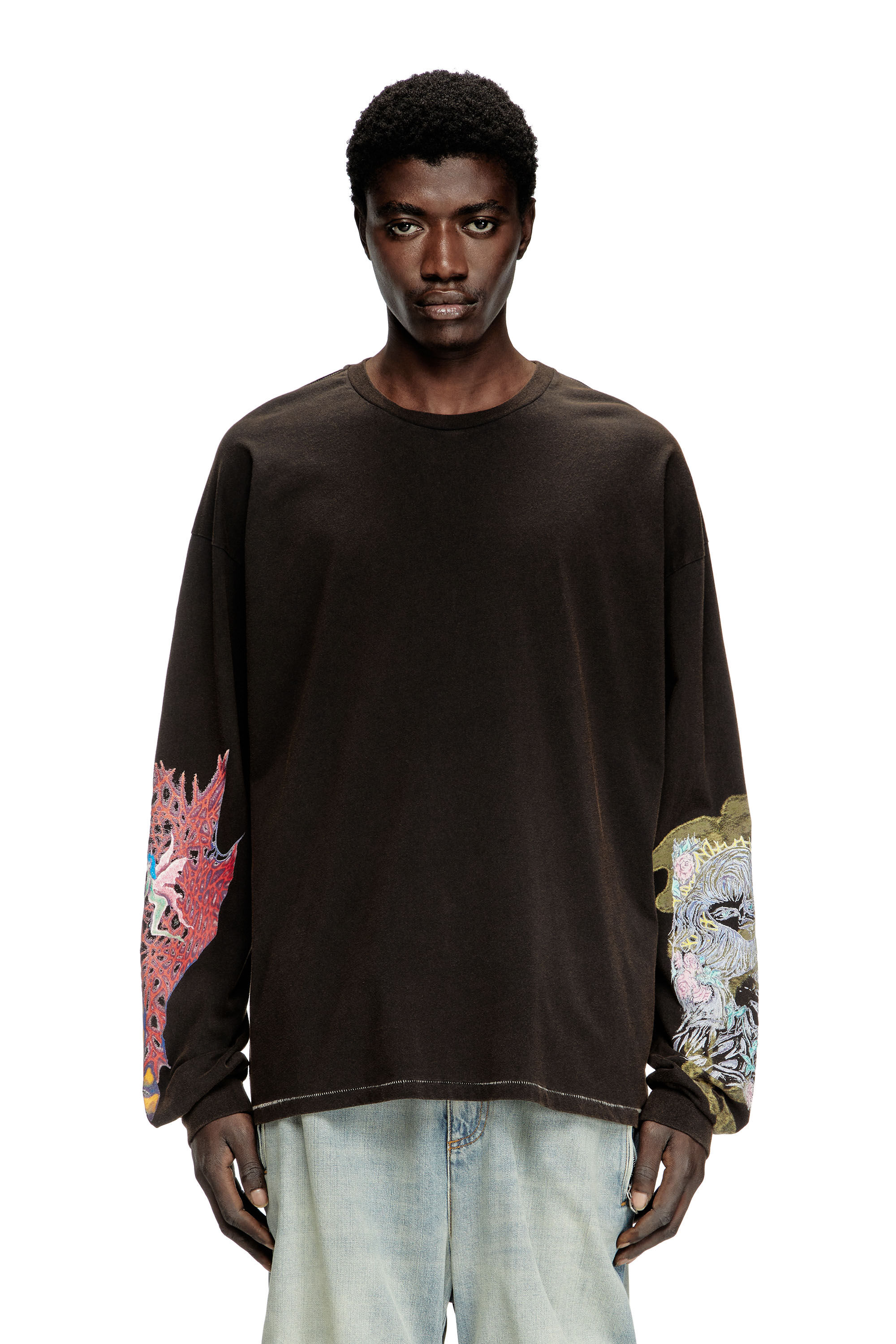 Diesel - T-BOXT-LS-R4, Male's Long-sleeve T-shirt with printed graphics in Black - 3