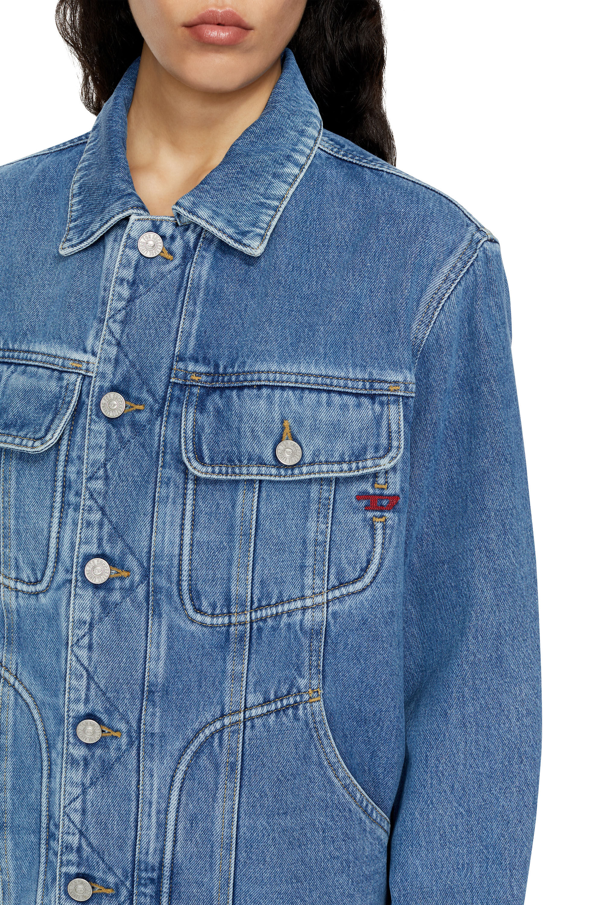 Diesel - D-RILEY TRUCKER JACKET, Medium Blue - Image 4