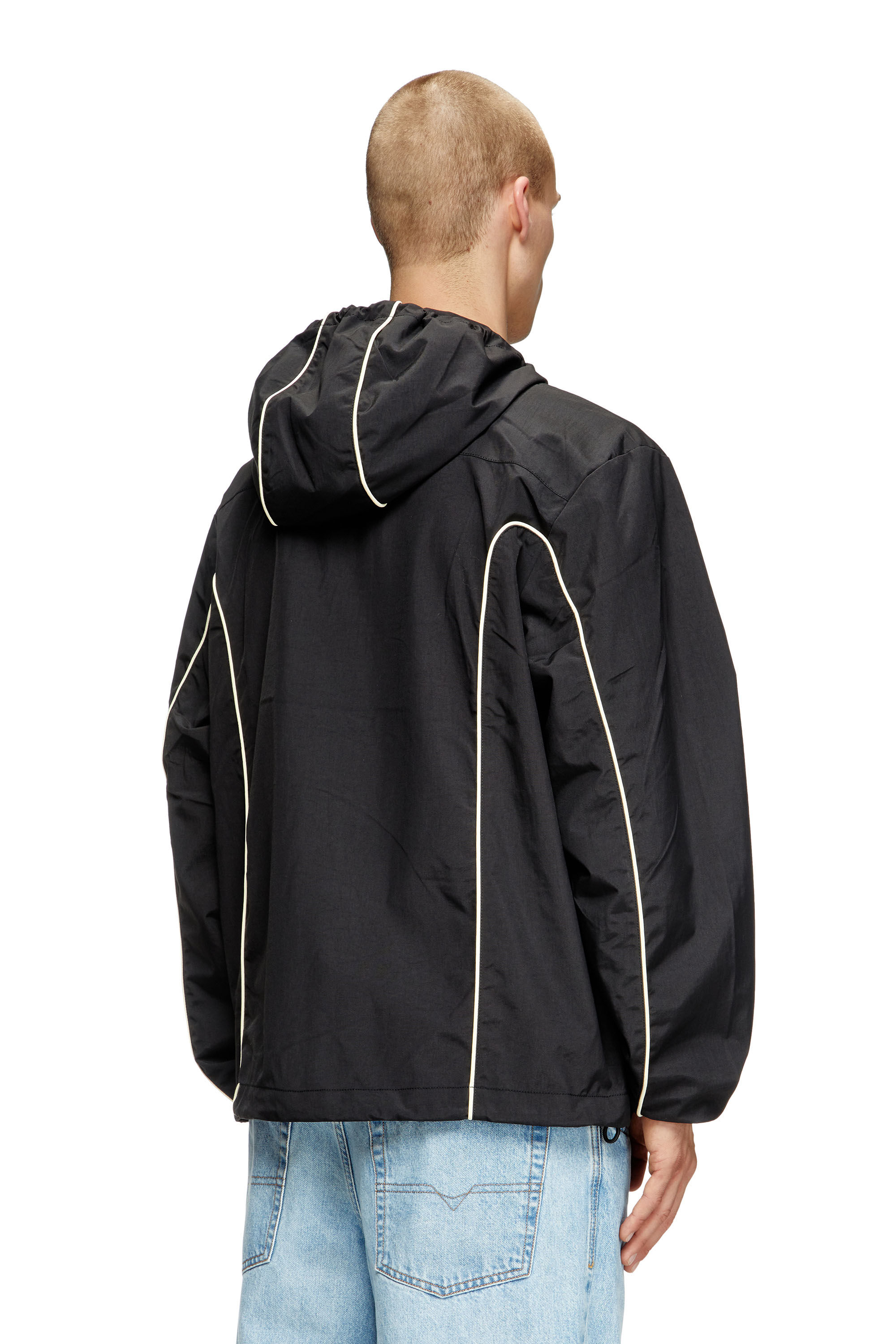 Diesel - J-HIVES, Male's Windbreaker with contrast piping in Black - 5