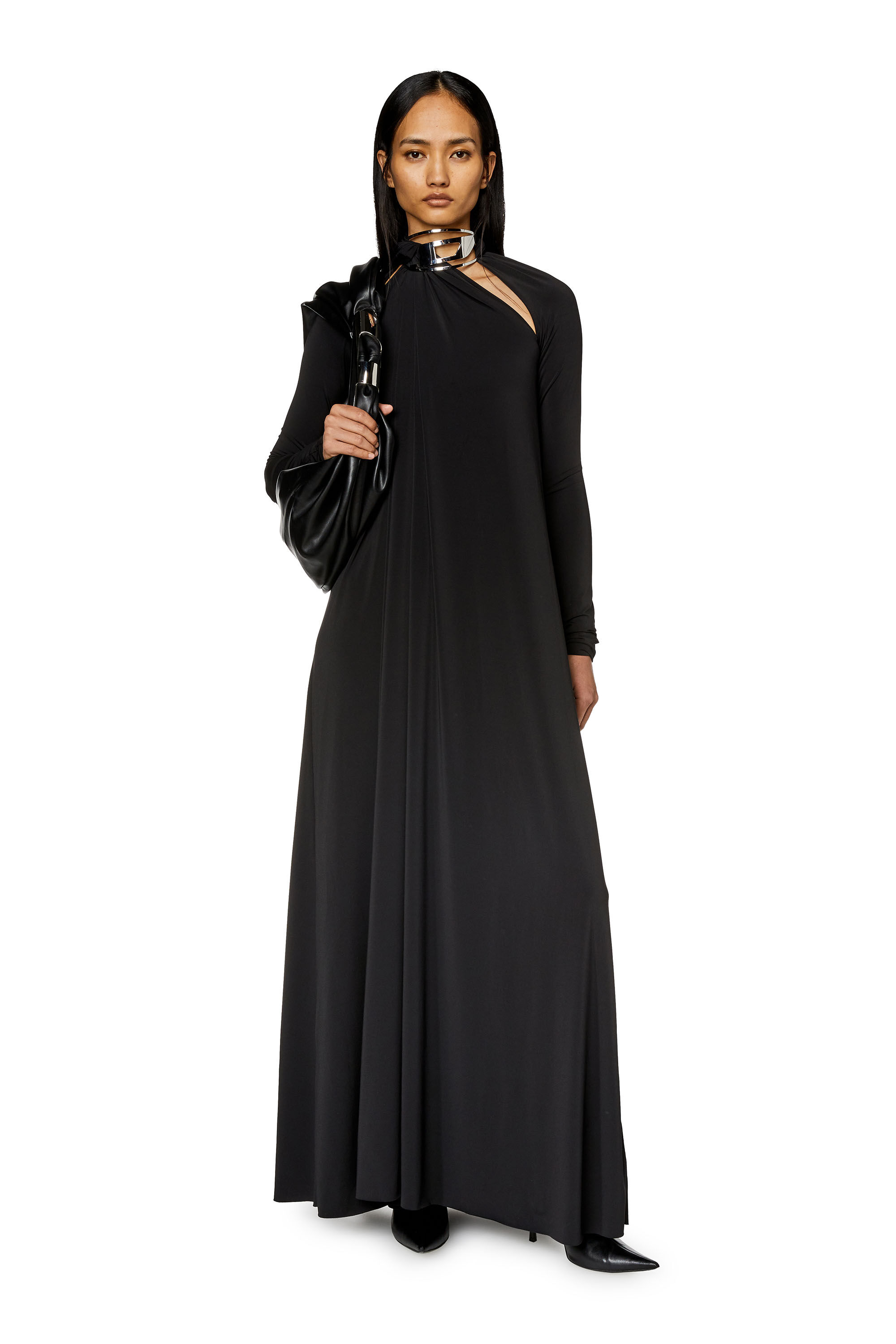 Diesel - D-LAVIE-KAF, Robe cut-out dos nu avec tour de cou à logo Femme in Noir - 1