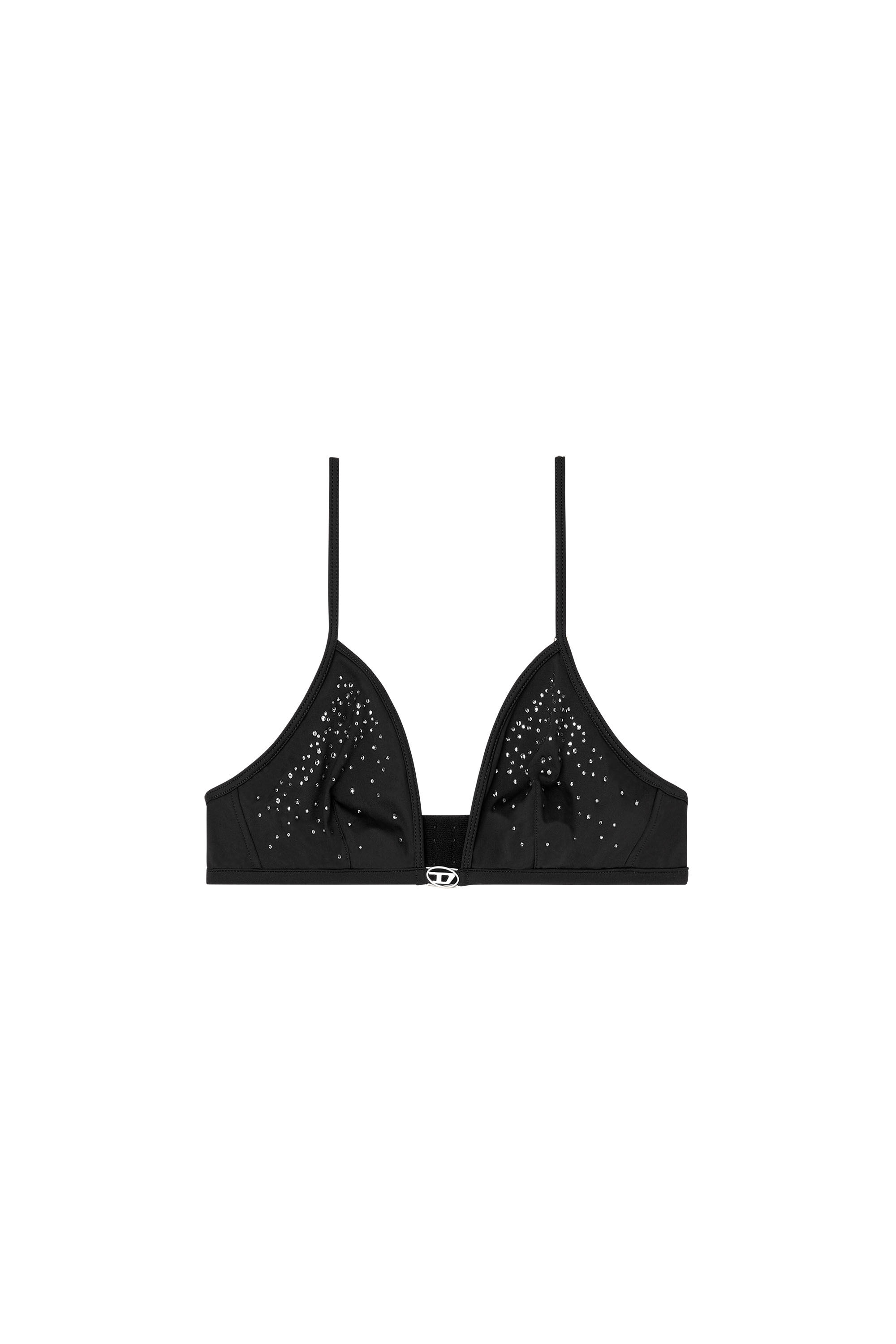 Diesel - LUNA-DNM, Female's Microfibre triangle bra with crystals in Black - 4