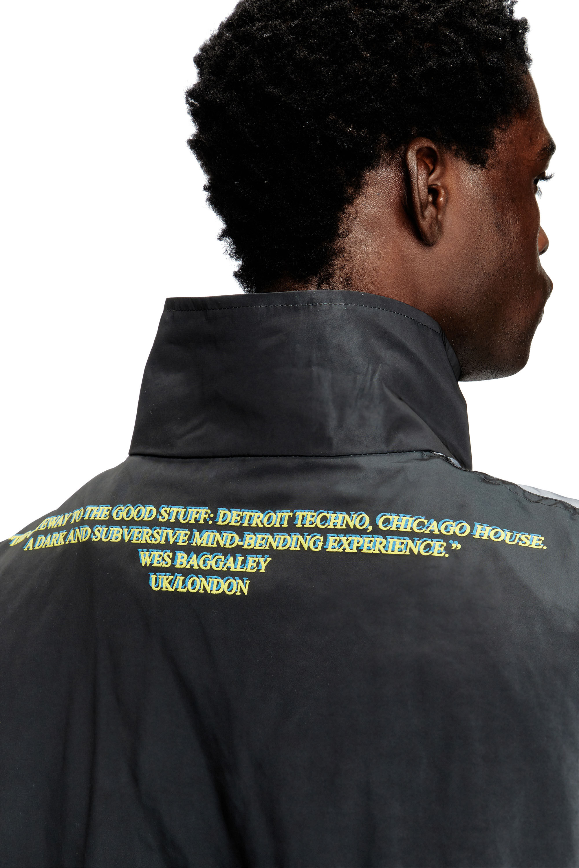 Diesel - J-ERIK, Veste en jersey technique avec imprimé paroles Mixte in Noir - 4
