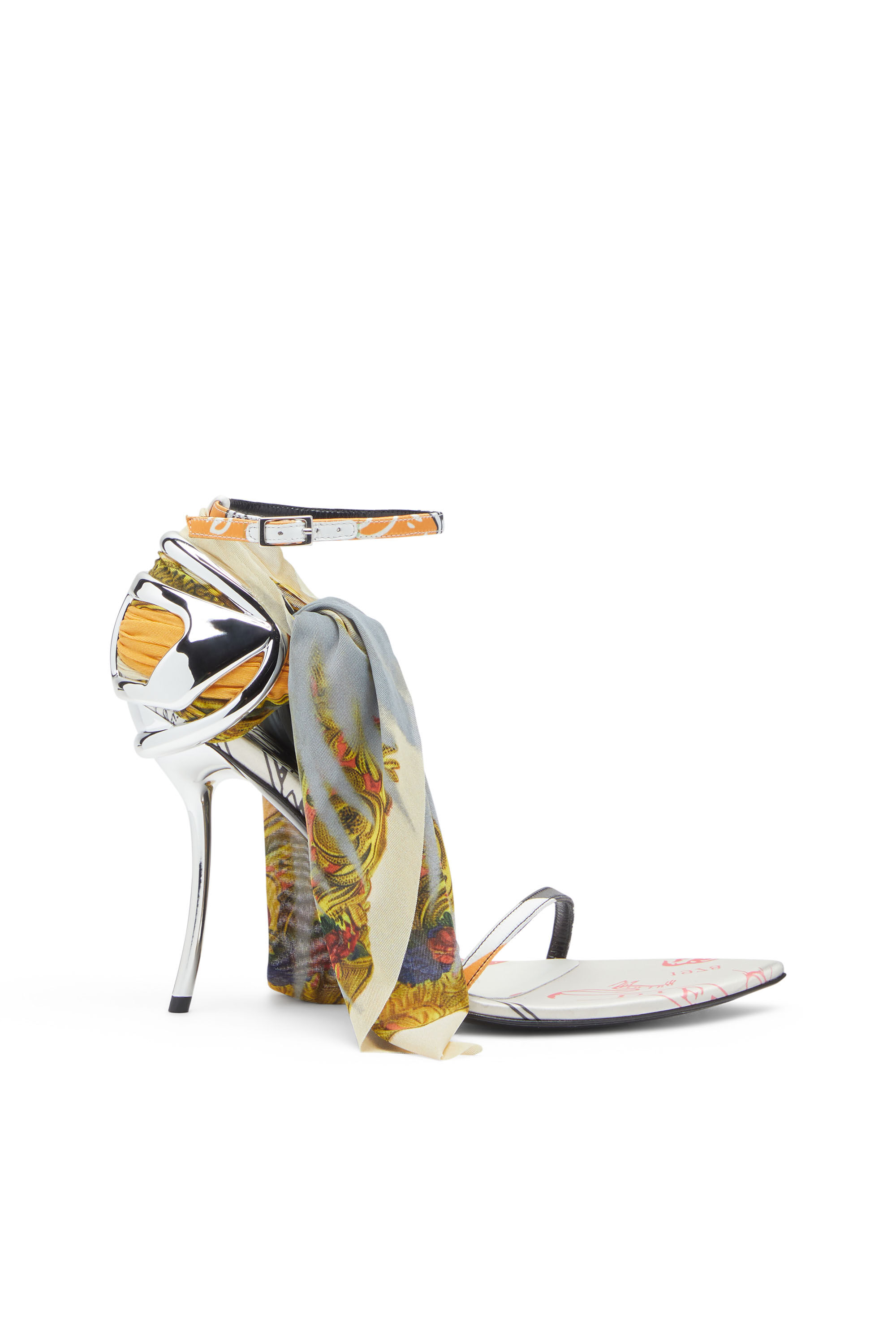 Diesel - D-TEN&HALF SDL BANDANA, D-Ten&Half-Sandale bandana en satin à talon aiguille Femme in Polychrome - 1