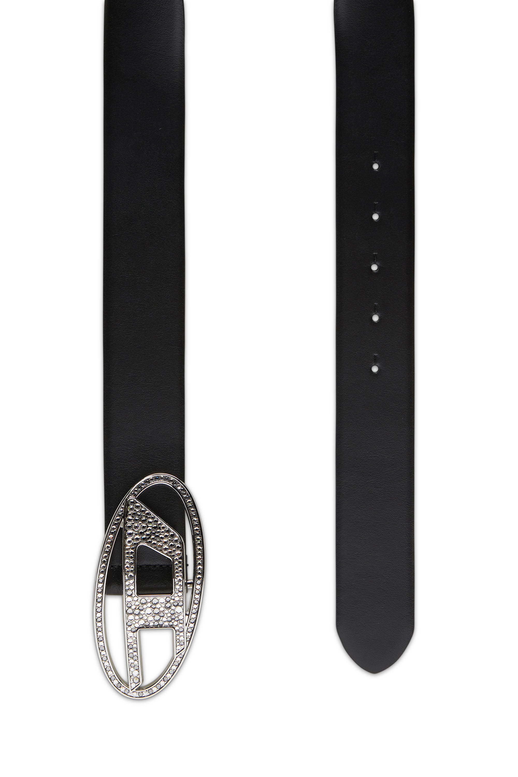 Diesel - B-1DR STRASS, Female's Leather belt with crystal buckle in Black - 2