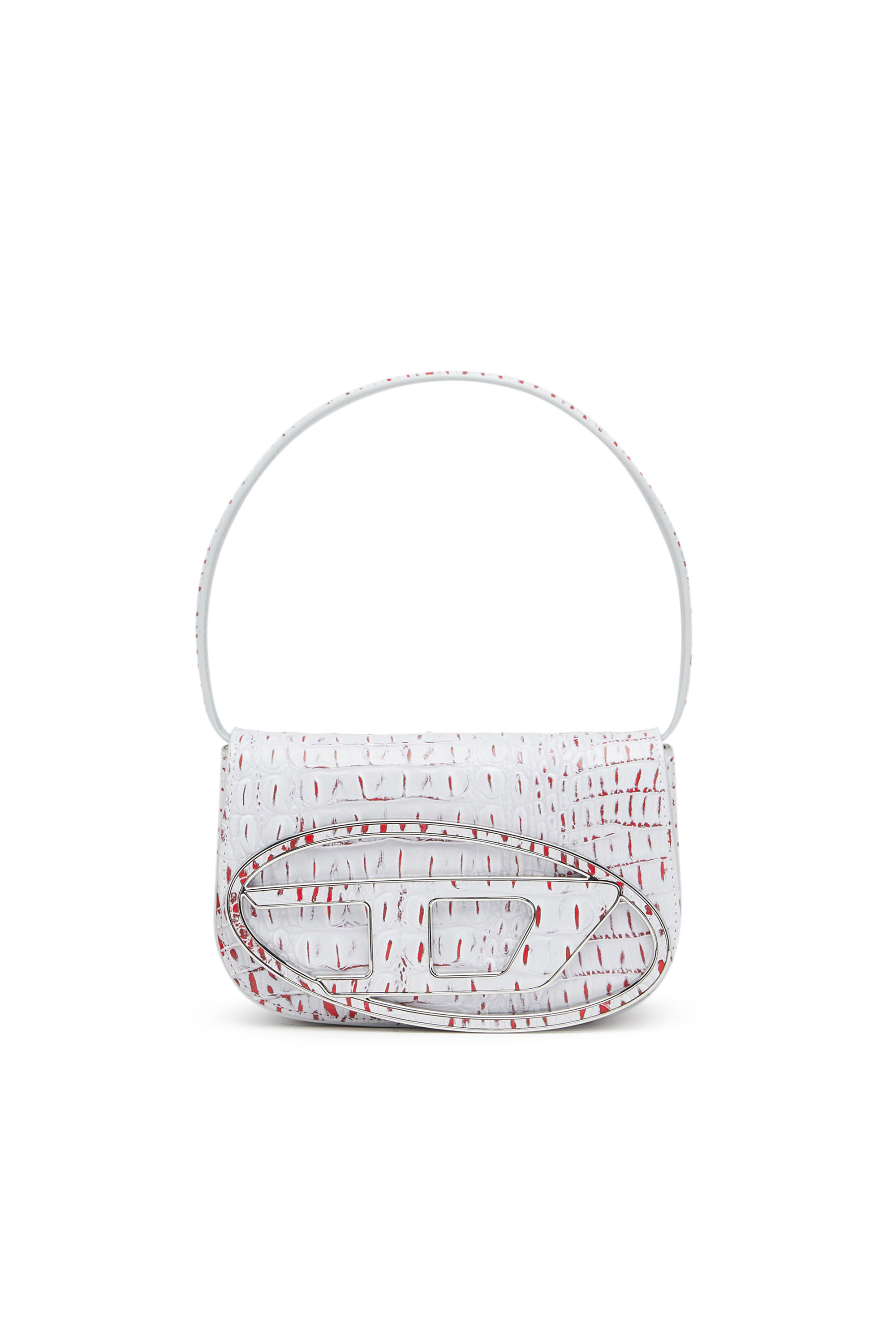 1DR Woman Croc print shoulder bag with oval D logo Diesel