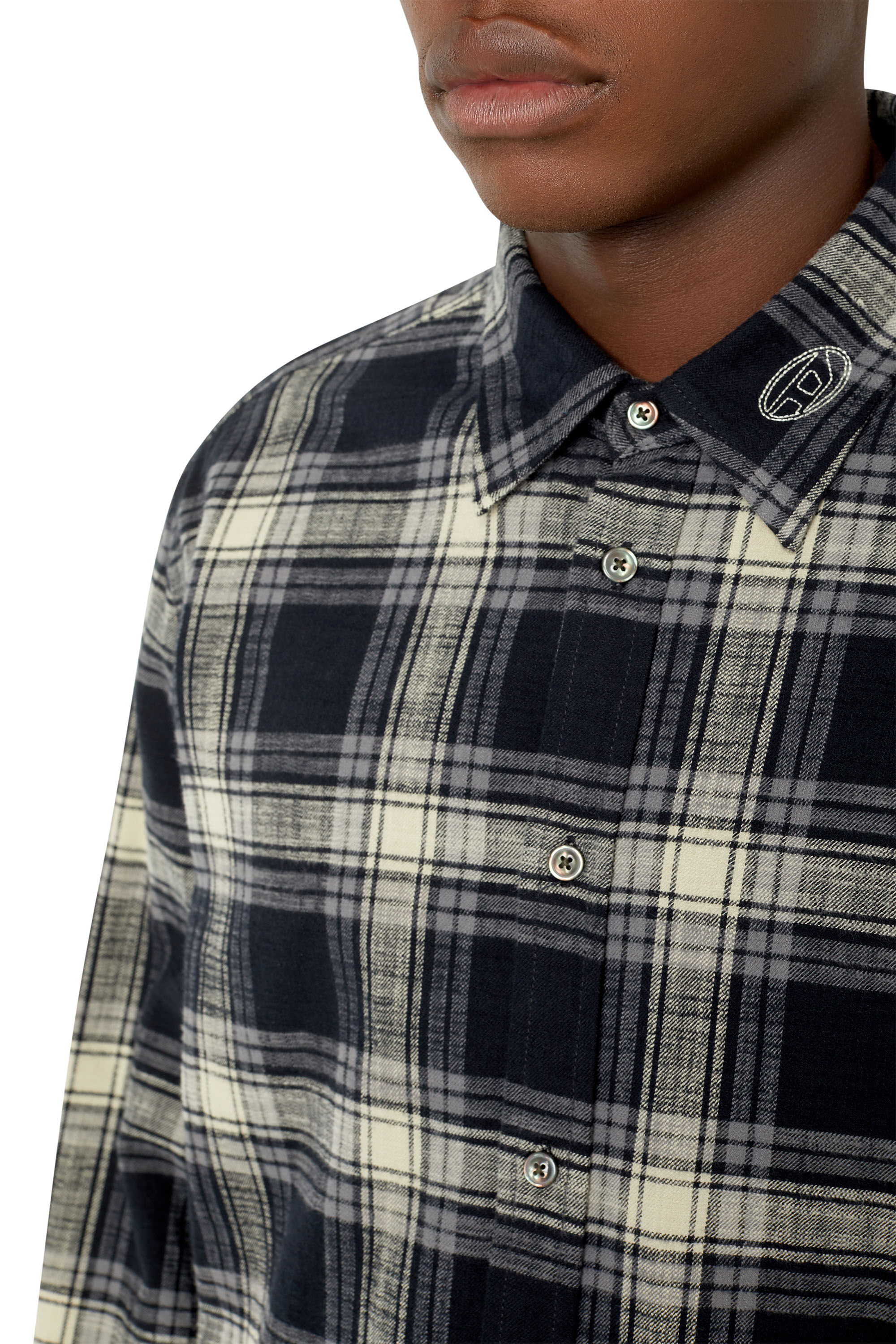 S-UMBE-CHECK-NW Man: Checked shirt in slub flannel | Diesel S-UMBE-CHECK-NW Man: Checked shirt in slub flannel | Diesel