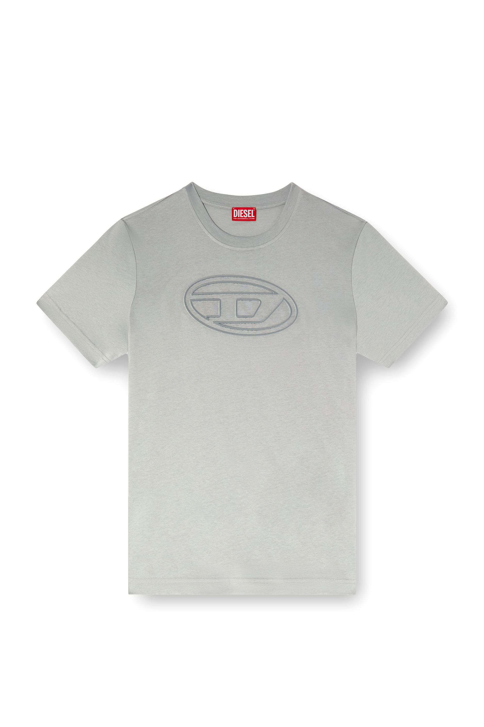 Diesel - T-ADJUST-BIGOVAL, Male's T-shirt with embossed Oval D in Light Grey - 2