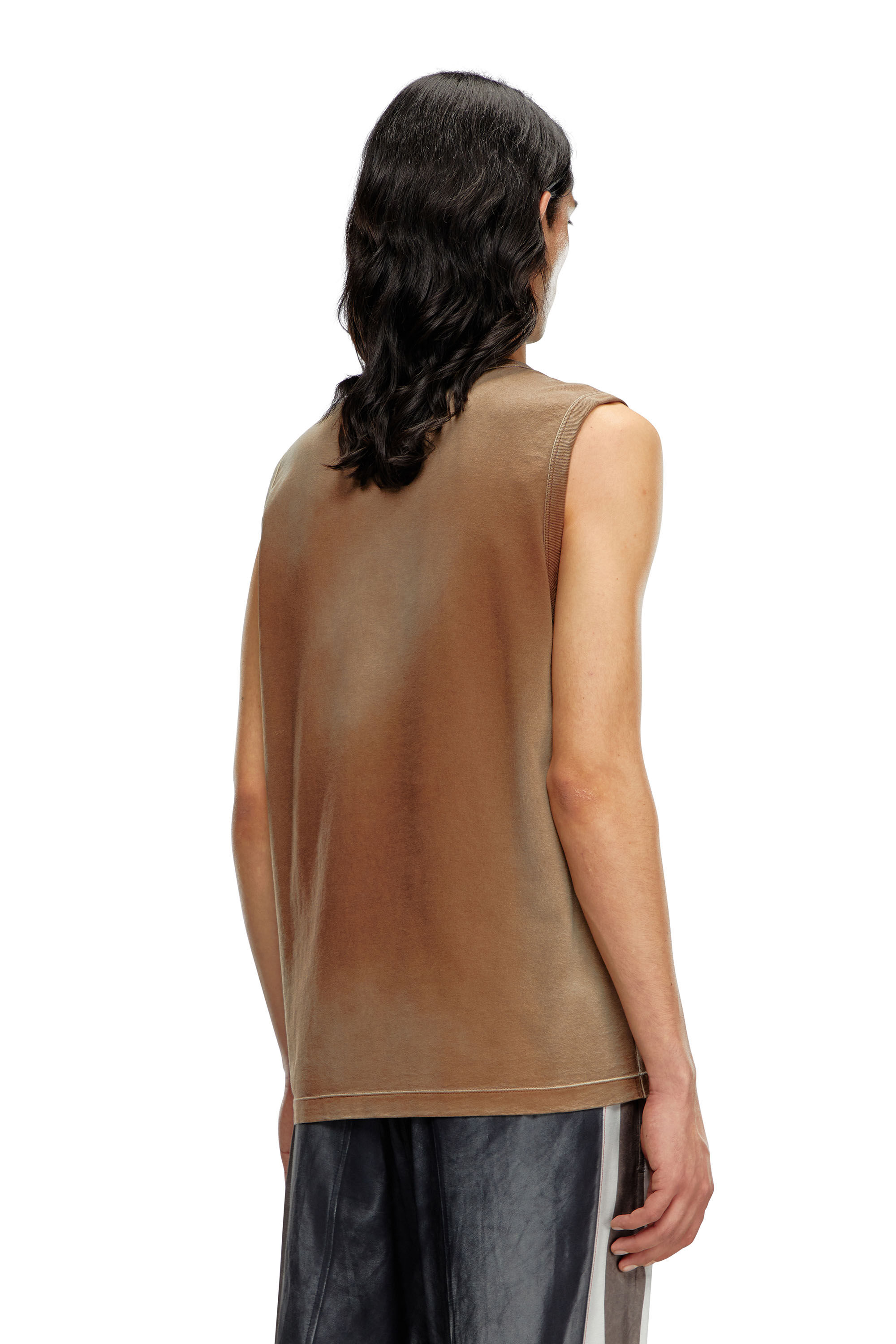 Men's Faded tank top with puffy Oval D | Brown | Diesel