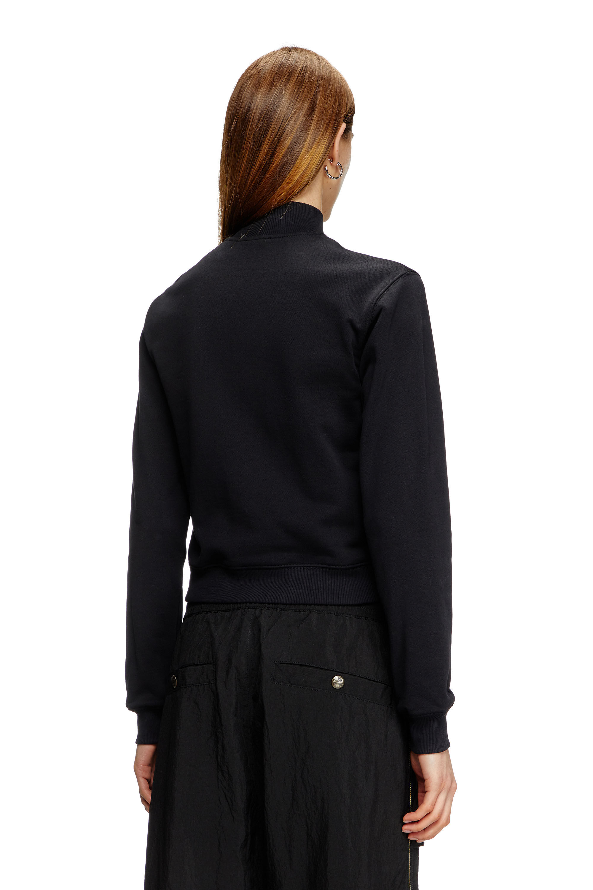 Diesel - F-FLACIN, Sweat-shirt zippé avec logo cut-out Femme in Noir - 4