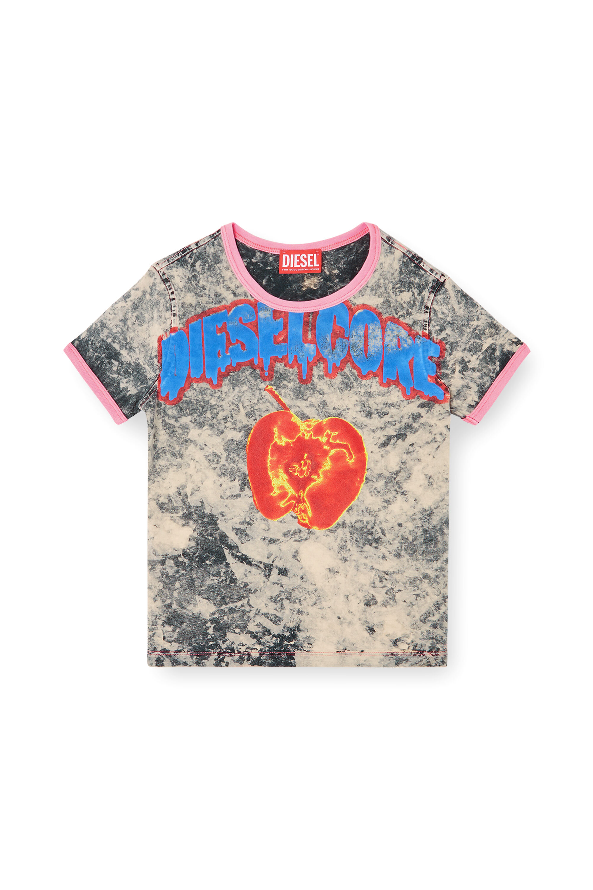 Diesel - T-UNCUTIES-SHORT-Q1, Female's T-shirt with Diesel Core print in Grey - 2