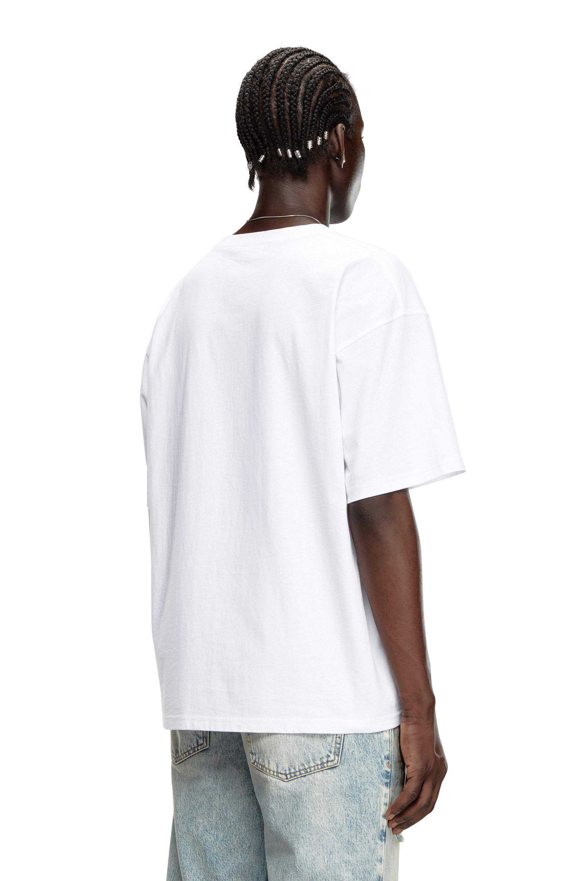 Diesel - T-BOXT-LAB, T-shirt avec empiècement à logo en jacquard Homme in Blanc - 4