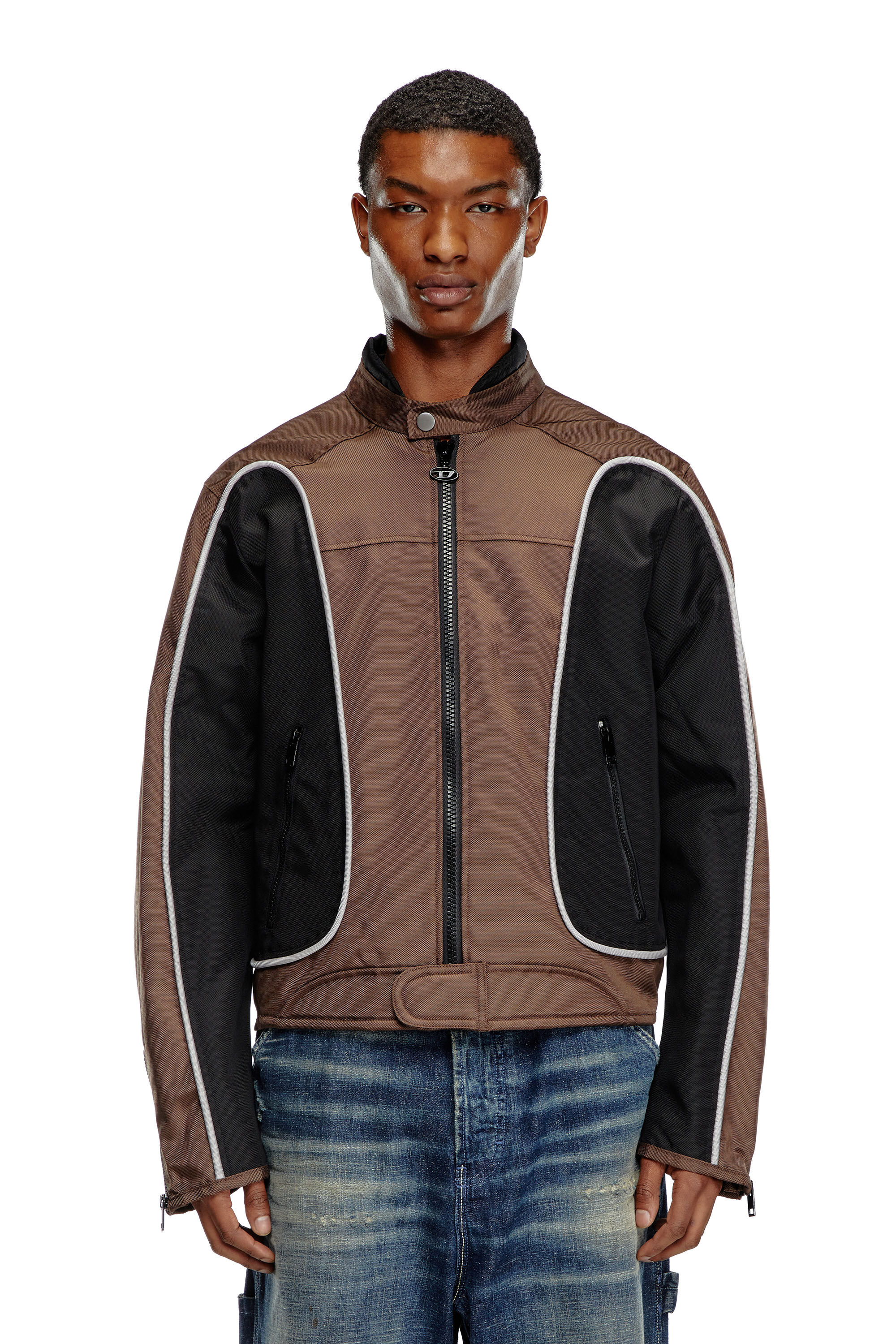 Diesel - J-BLINK, Veste biker en nylon color-block Homme in Polychrome - 3