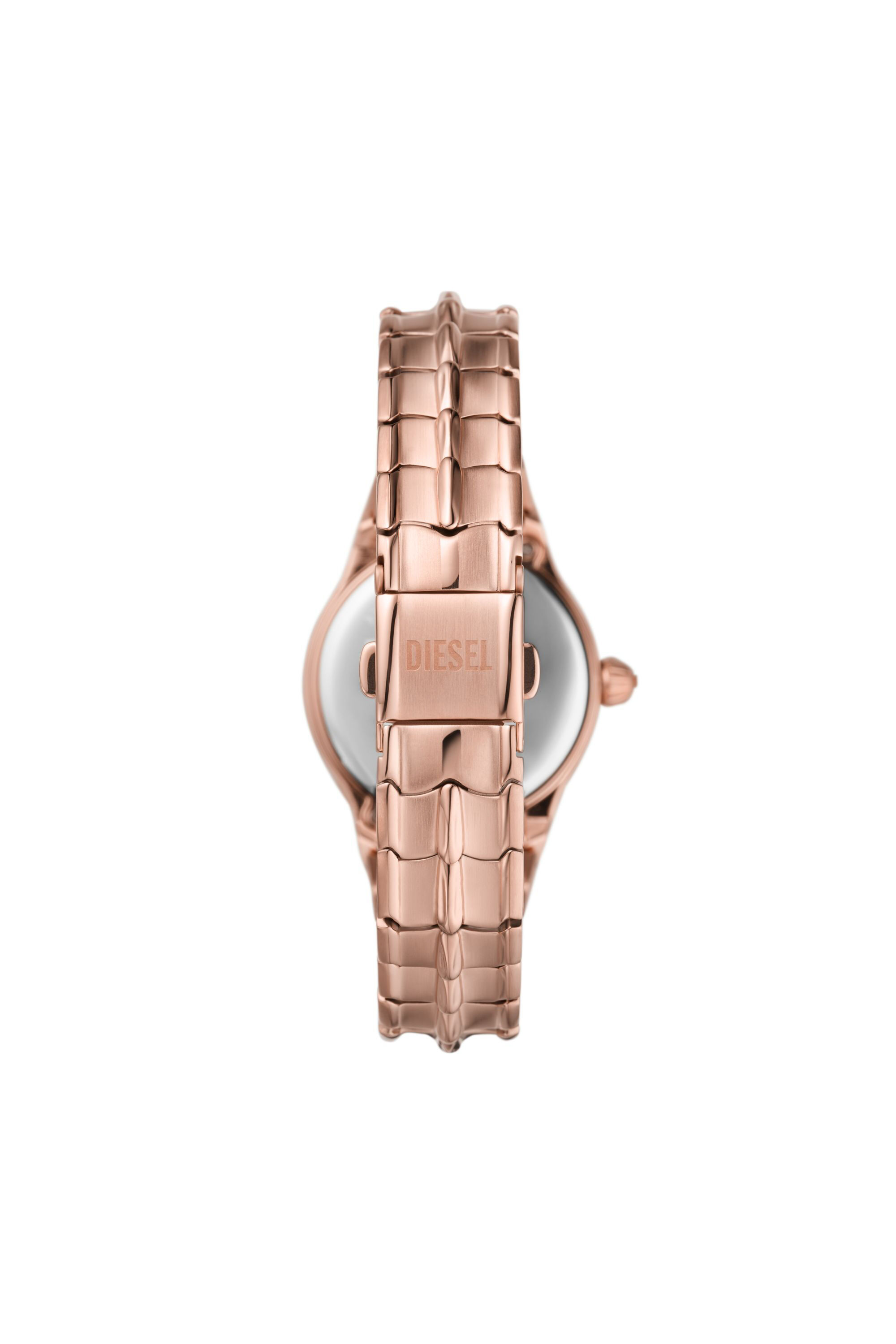 Women s Vert three hand rose gold tone stainless steel watch Pink Diesel