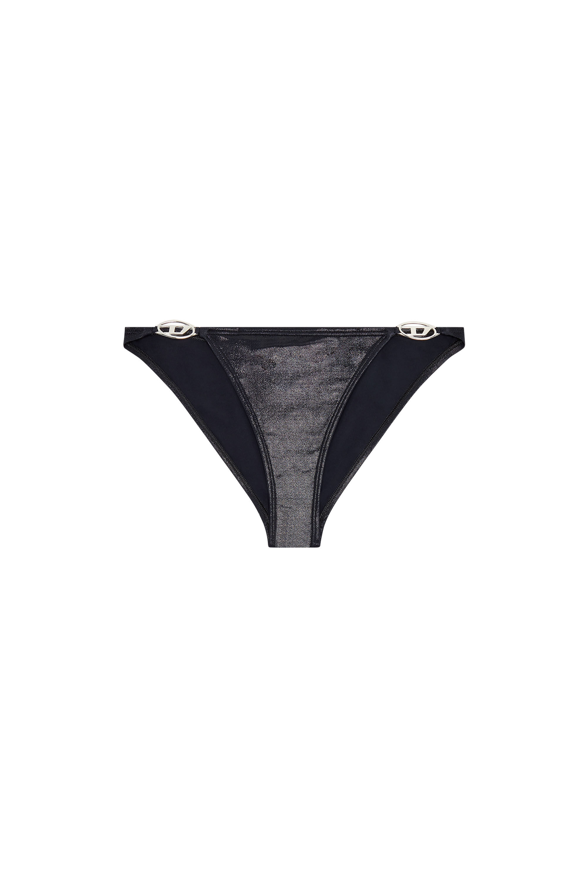 Diesel - BFPN-IRINA-O, Female's Metallic bikini briefs with logo plaques in Black - 4