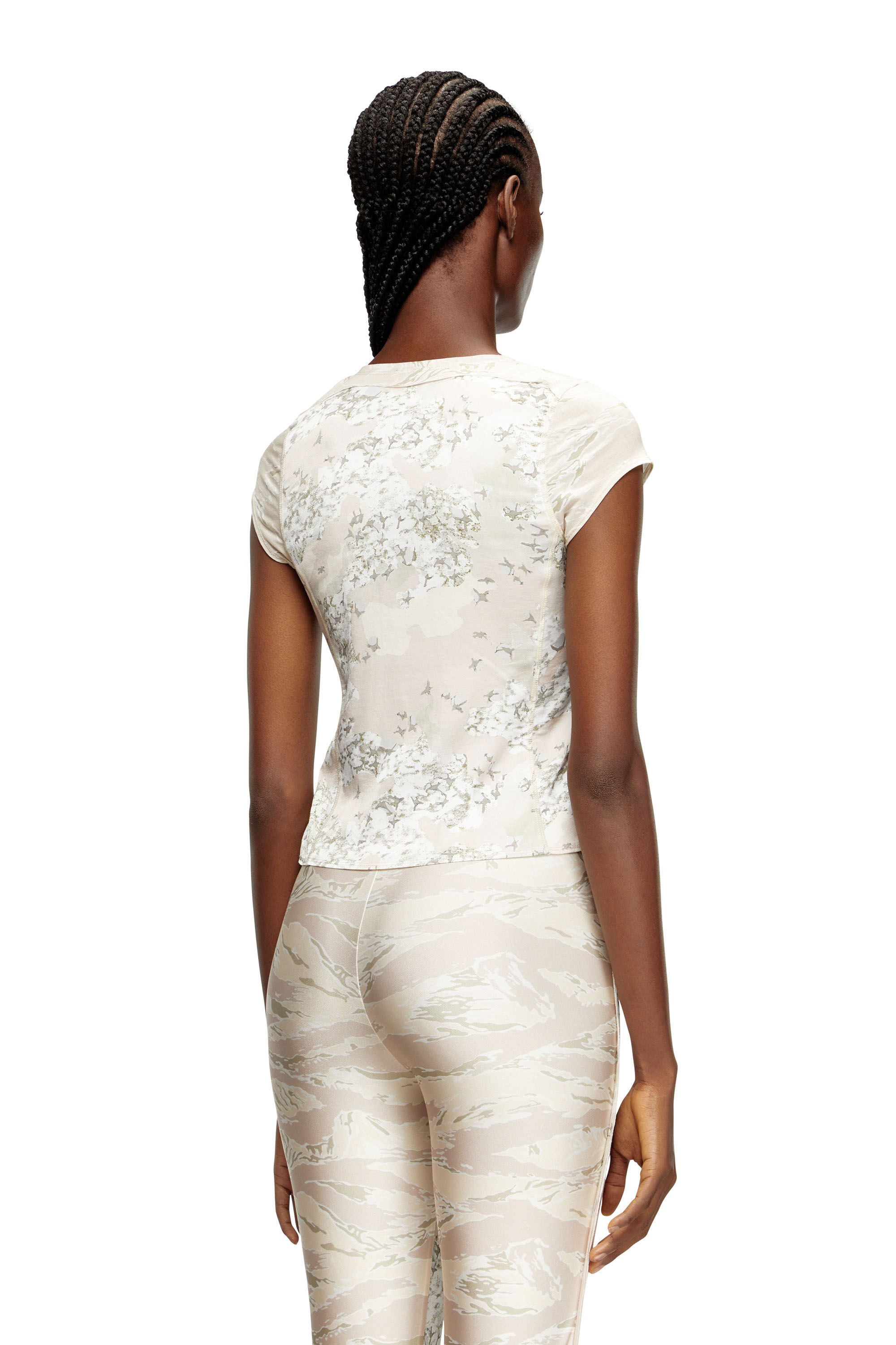 Diesel - T-AFRYMY, Female's Tie top with mixed camo prints in Beige - 4