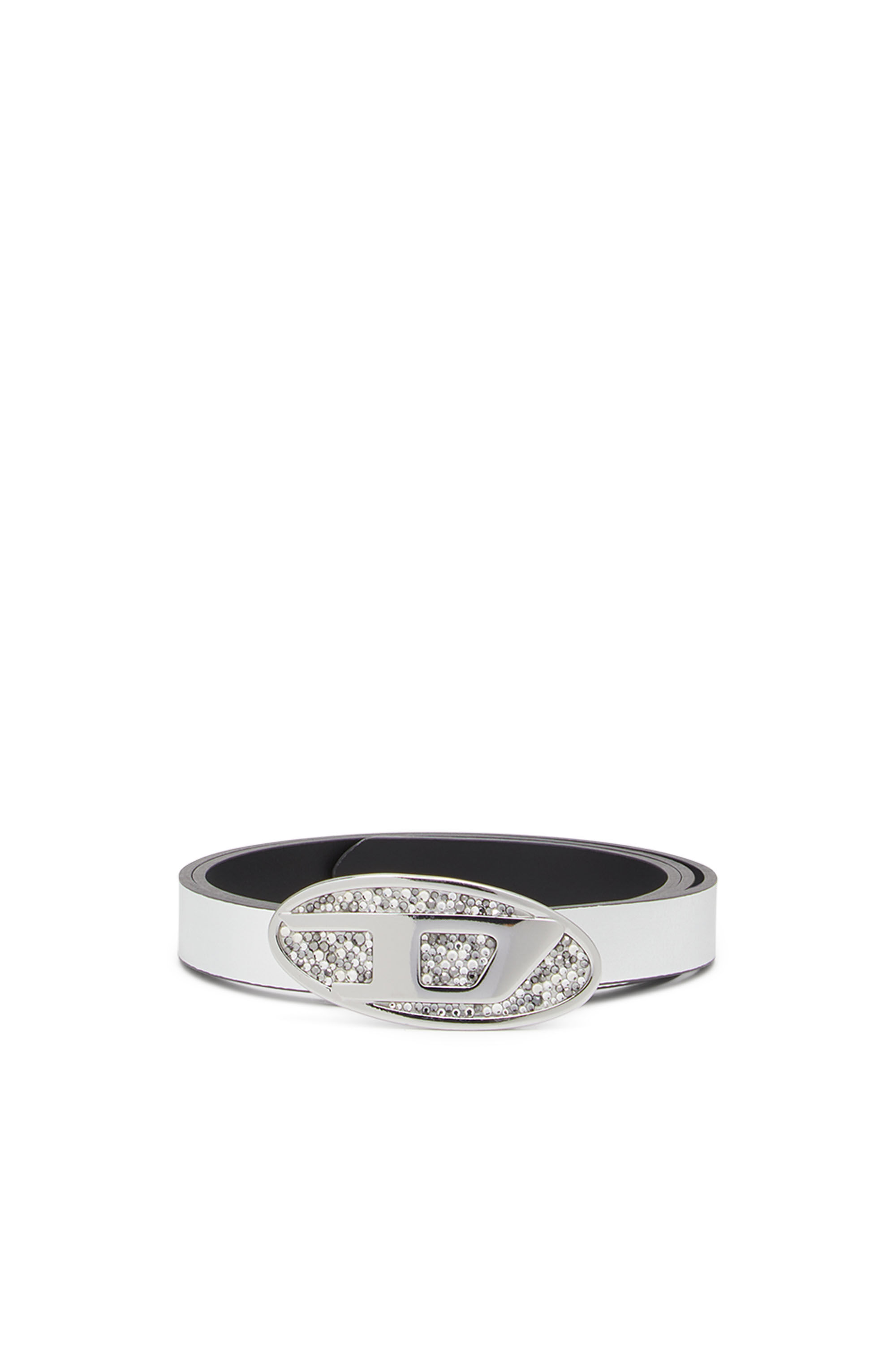Diesel - B-1DR 20, Ceinture en cuir métallisé Femme in Gris - 1