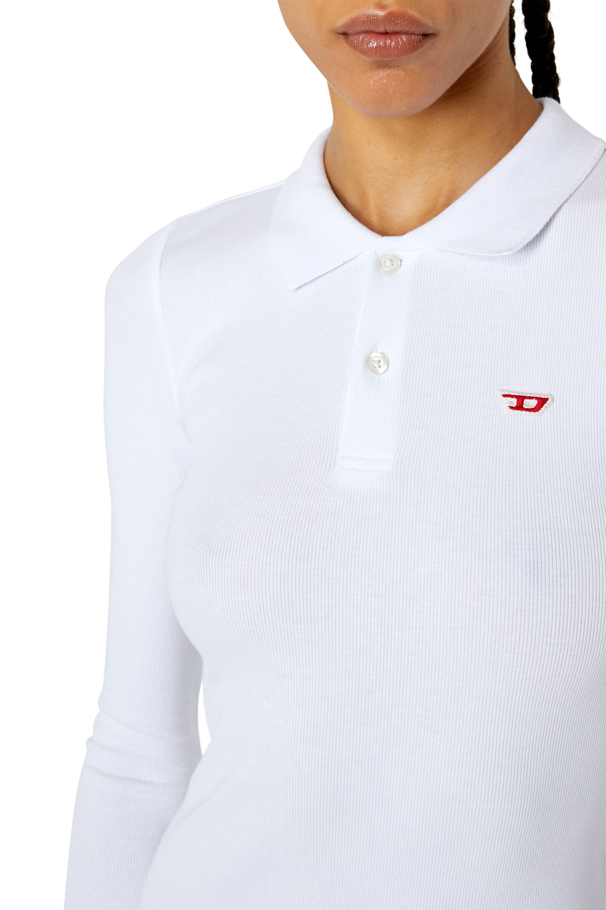 Diesel - D-RIBENNY-LS-D, Robe polo avec logo D Femme in Blanc - 4