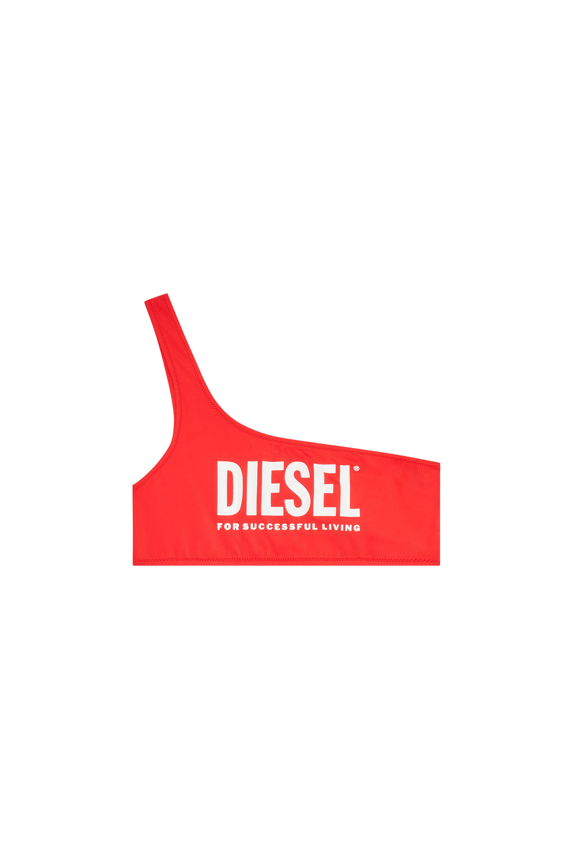 Diesel - BFB-MENDLA, Female's One-shoulder bikini top with logo print in Red - 1