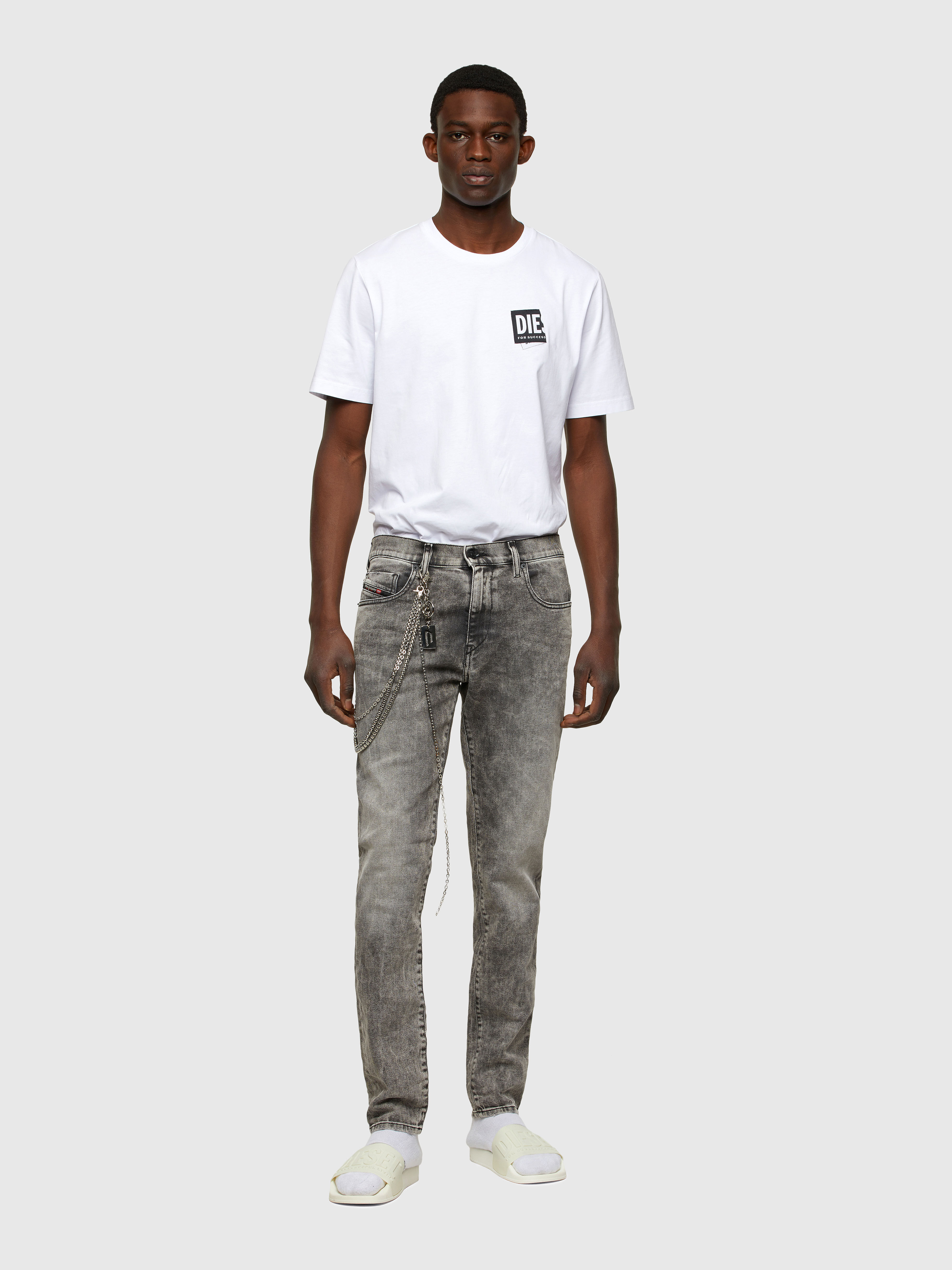 Diesel - 2019 D-STRUKT 009KA Slim Jeans, Gris Clair - Image 1
