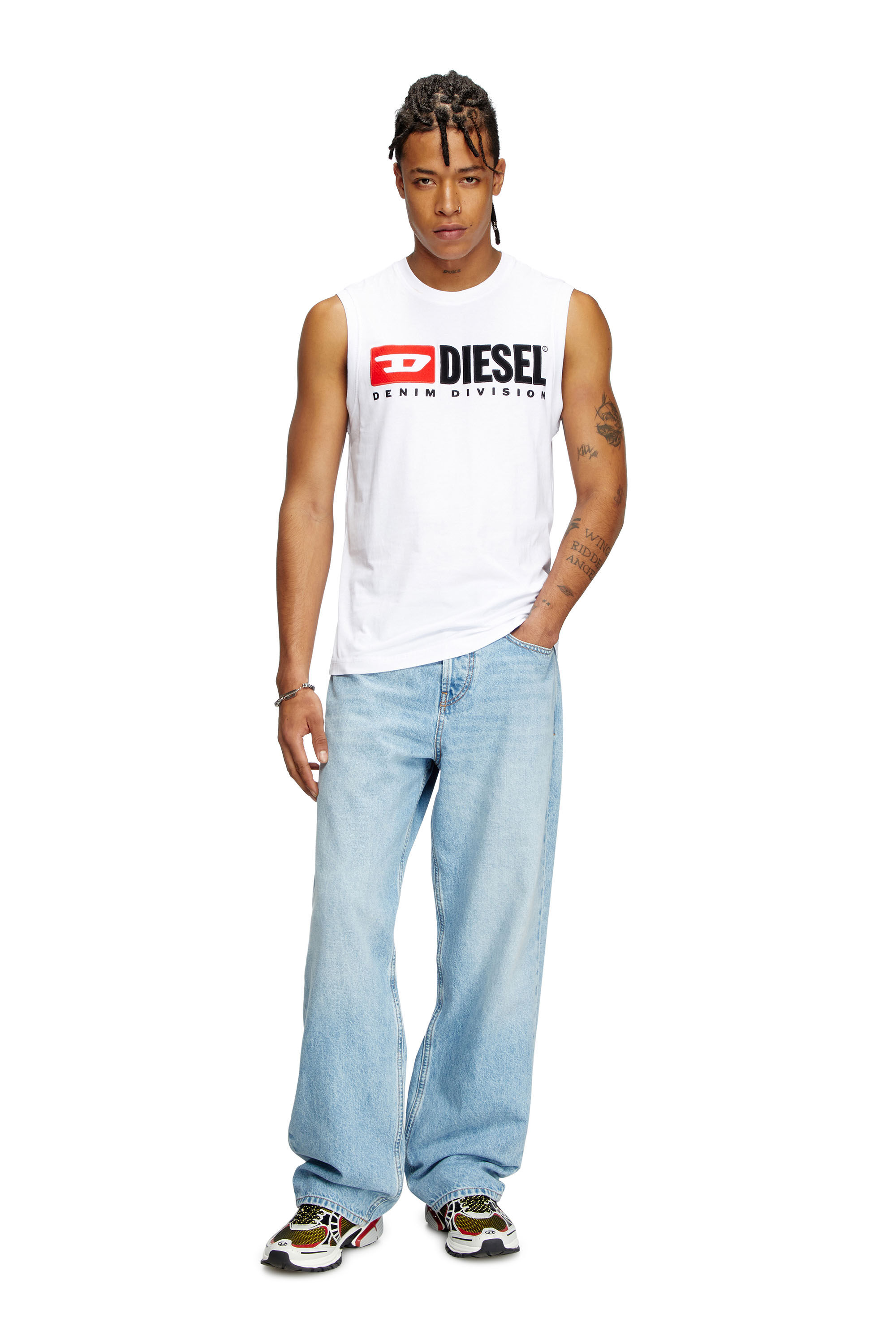Diesel - T-ISCO-DIV, Male's Tank top with chest logo print in White - 1