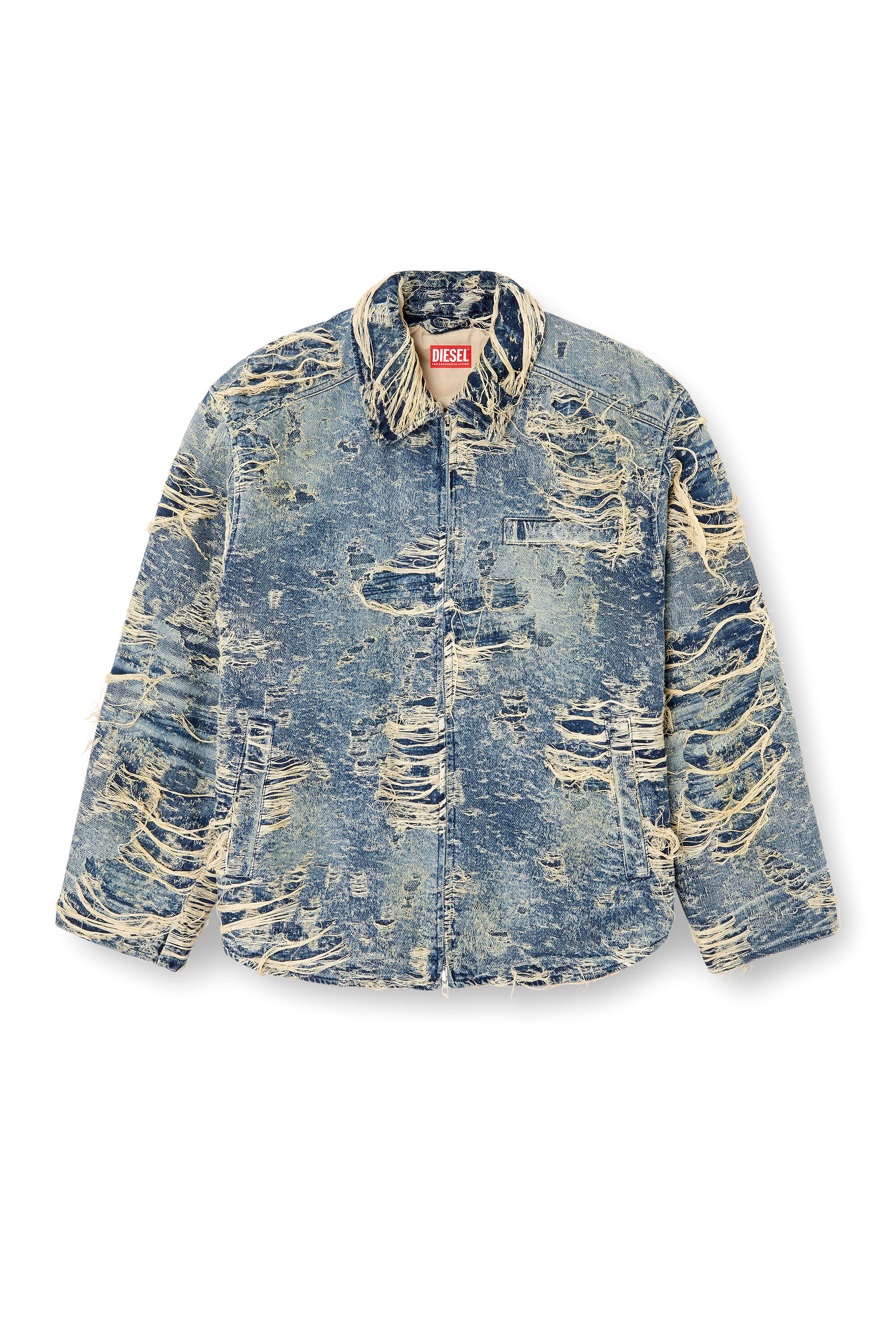 Diesel - D-IVAR-FSG1, Male's Jacket in floating-thread denim in Medium Blue - 2