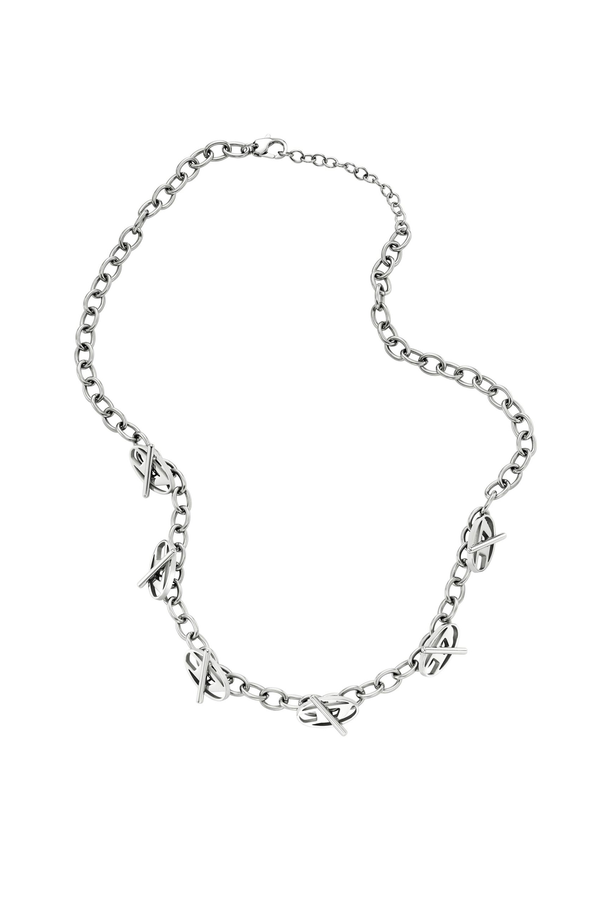 Diesel - DX1435, Unisex's Oval D Logo Chain Necklace in Silver - 2