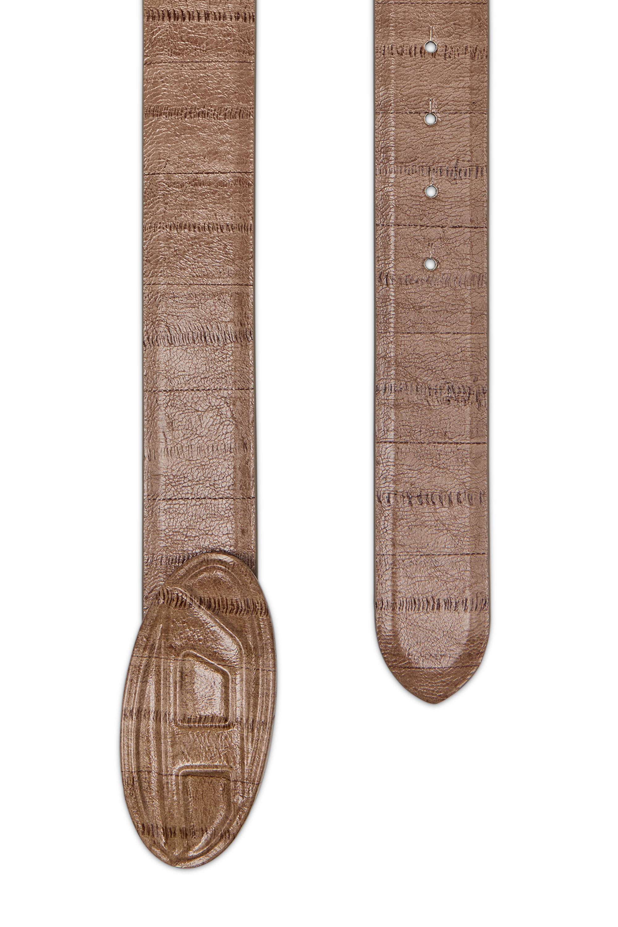 Diesel - B-1DR EMBRACED, Ceinture de 4 cm en cuir effet anguille Homme in Marron - 3