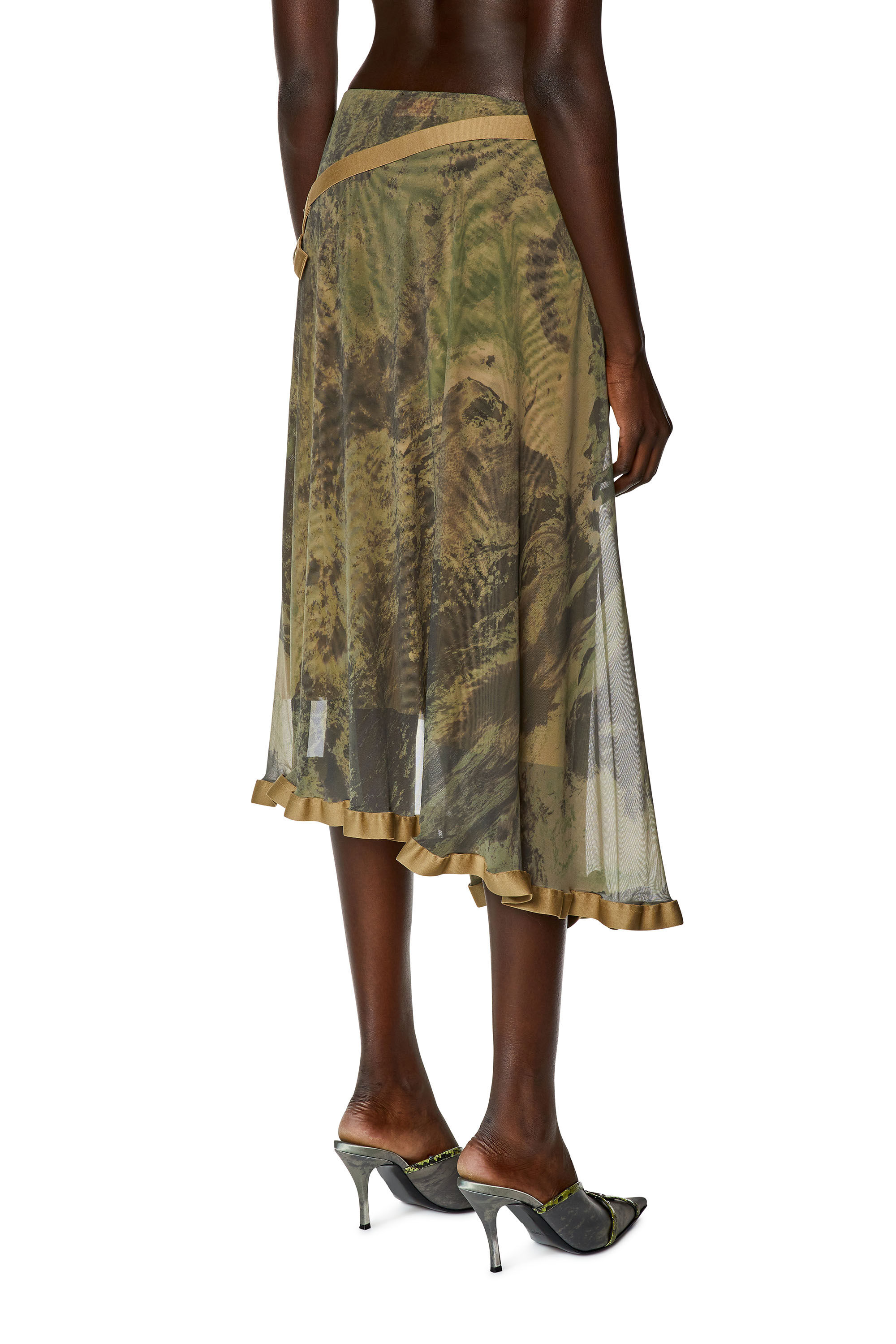 Diesel - O-RAY, Female's Wrap skirt in Planet tulle in Green - 4