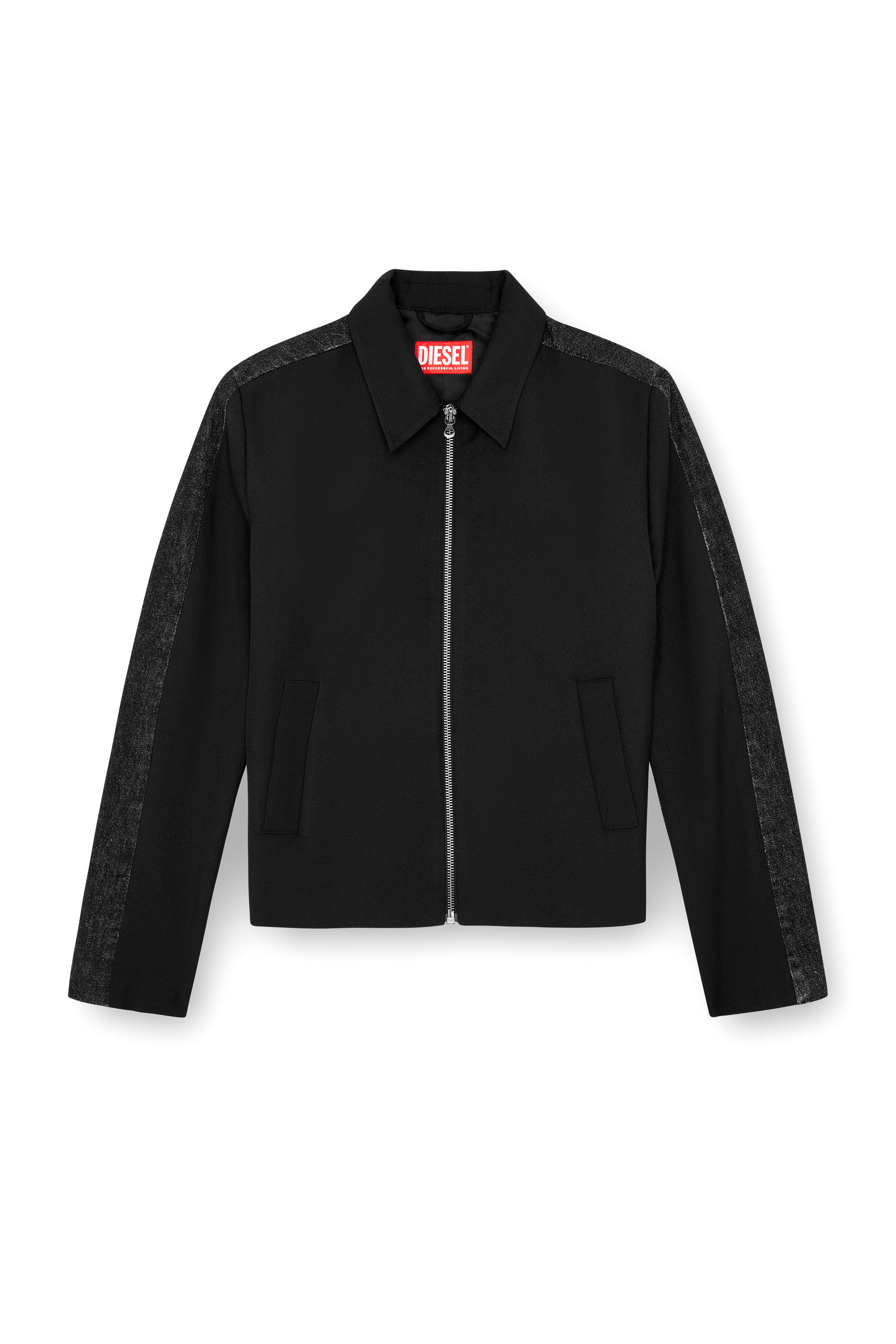 Diesel - J-RHEIN, Male's Blouson jacket in wool blend and denim in Black - 2