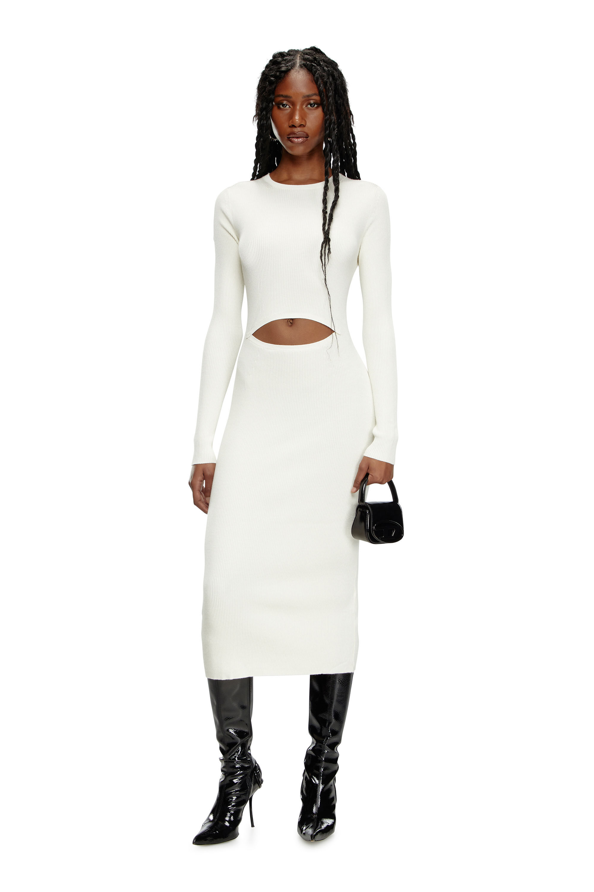 Diesel - M-PELAGOS, Robe en laine mélangée avec cut-out Femme in Blanc - 1