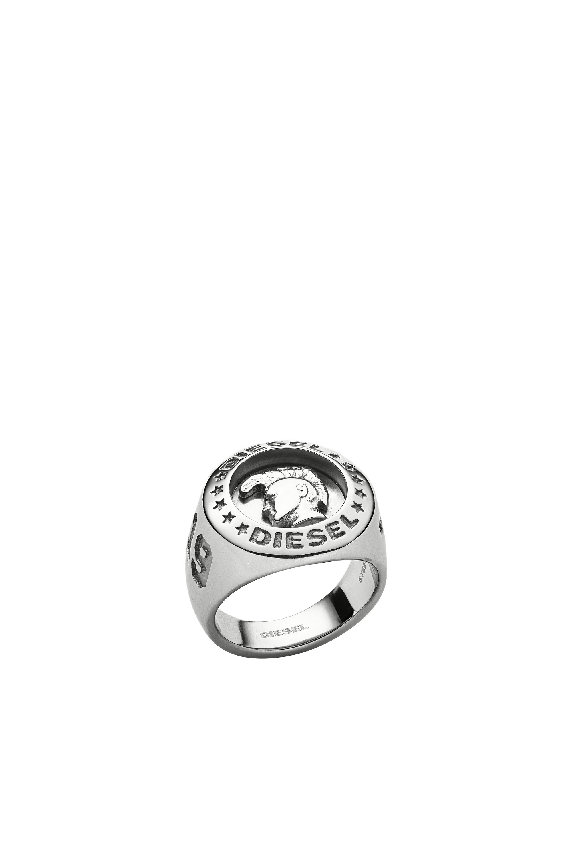 Diesel - DX1231, Male's "Only the Brave" Engraved Stainless Steel Signet Ring in Silver - 1