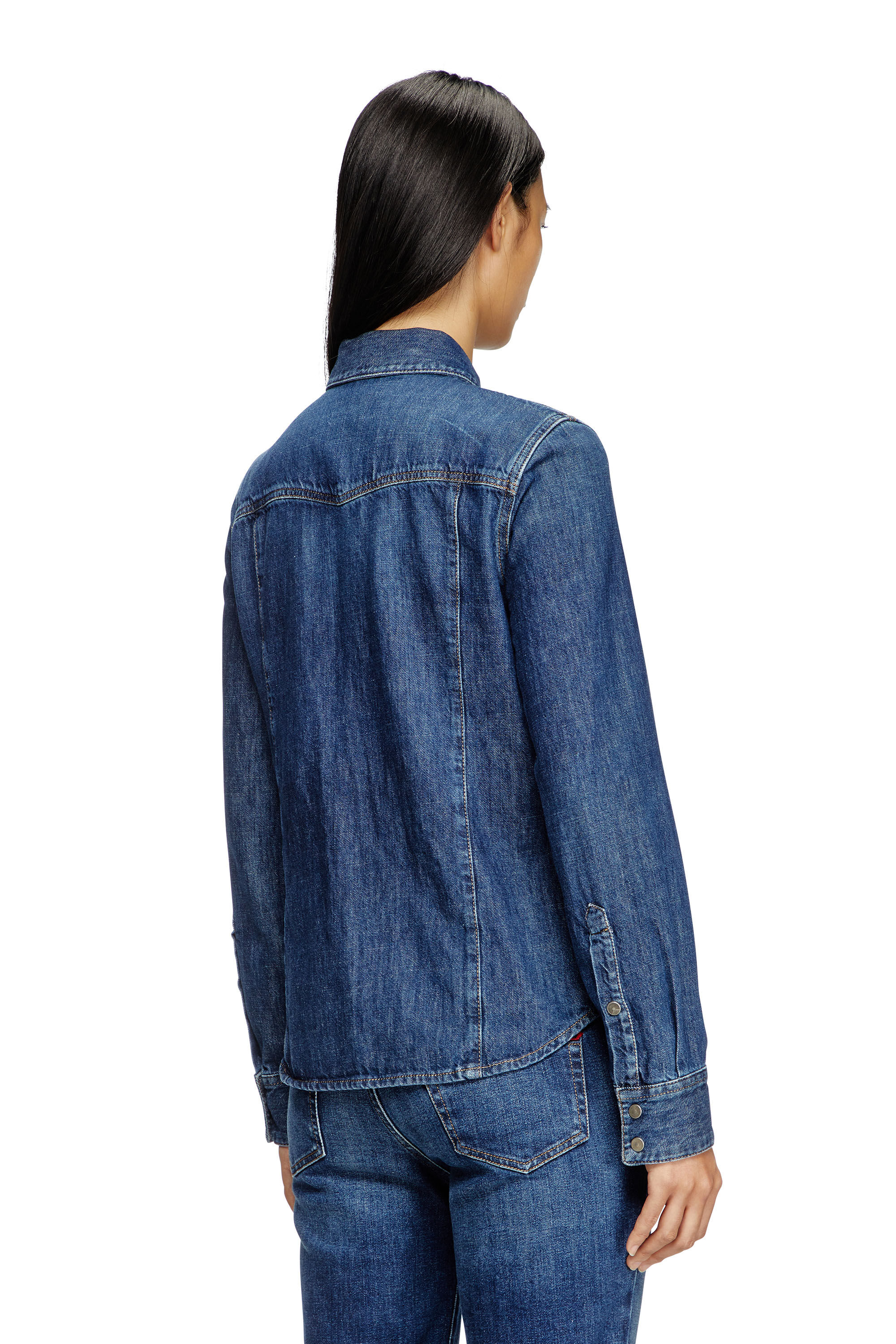 Diesel - DE-WAVES, Female's Western shirt in denim in Blue - 4