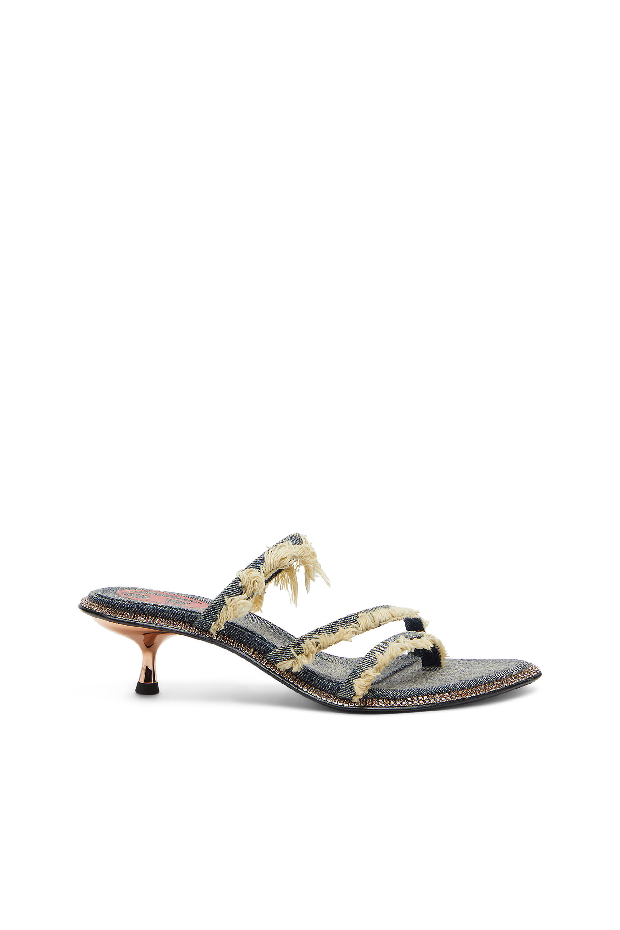 Diesel - D-HAVANNA KITTIE, Female's D-Havanna Kittie-Frayed-denim mules with crystals in Blue - 1