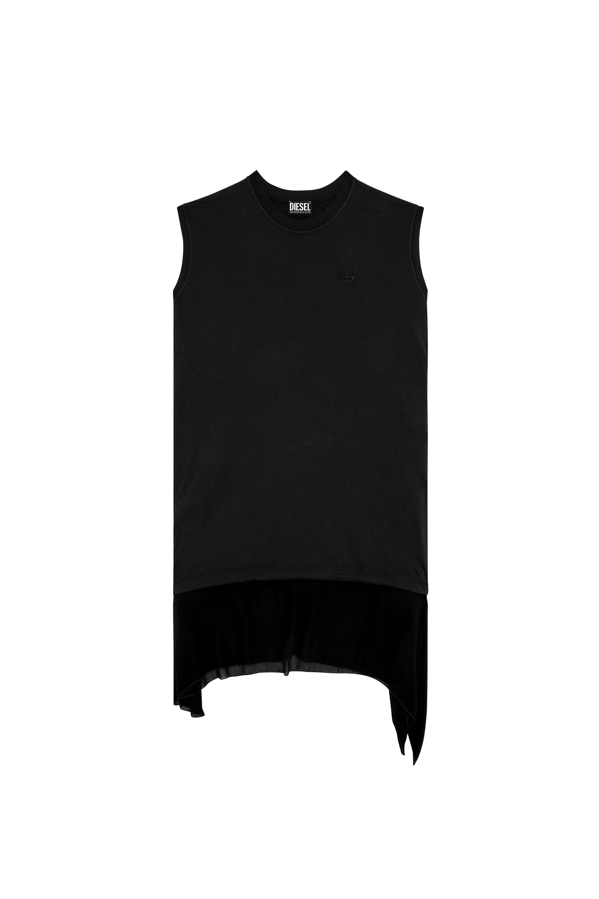 Diesel - D-ROLLETTY, Robe T-shirt avec ourlet Georgette Femme in Noir - 2