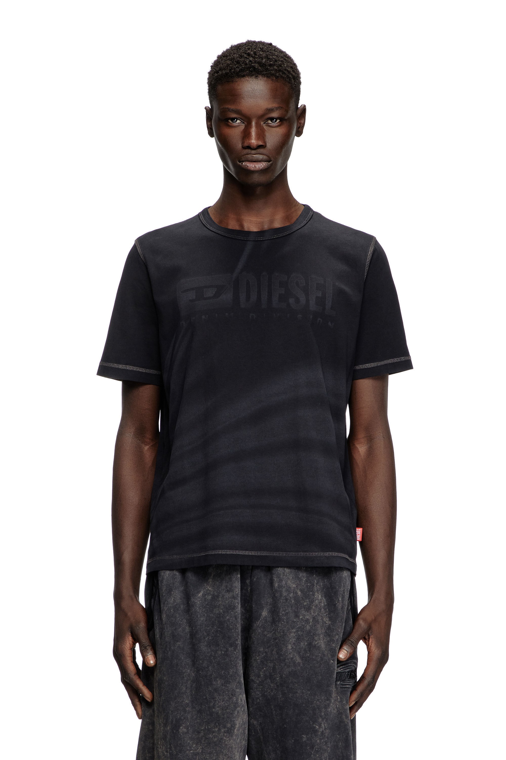Diesel - T-ADJUST-R13, Male's Laser-faded logo T-shirt in Black - 3