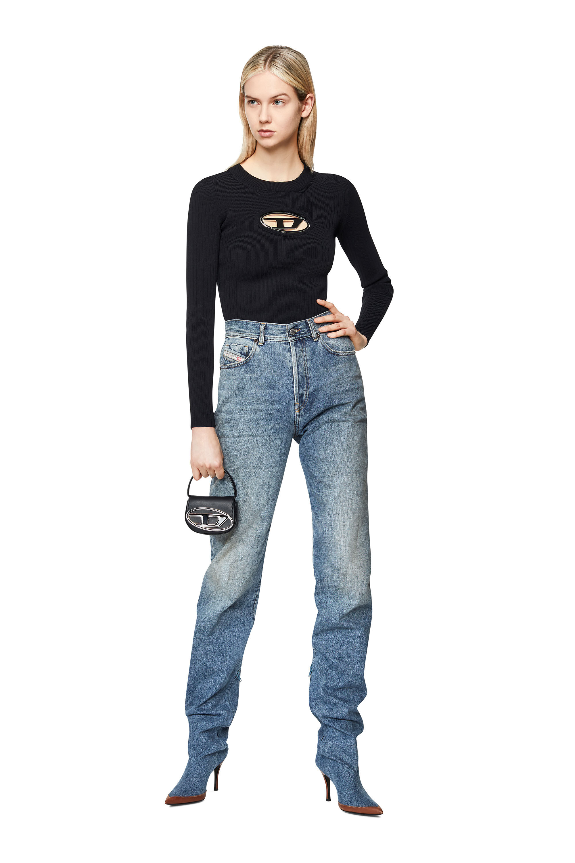 Straight Medium blue Woman Jeans with denim boots 1956 007A7 Diesel