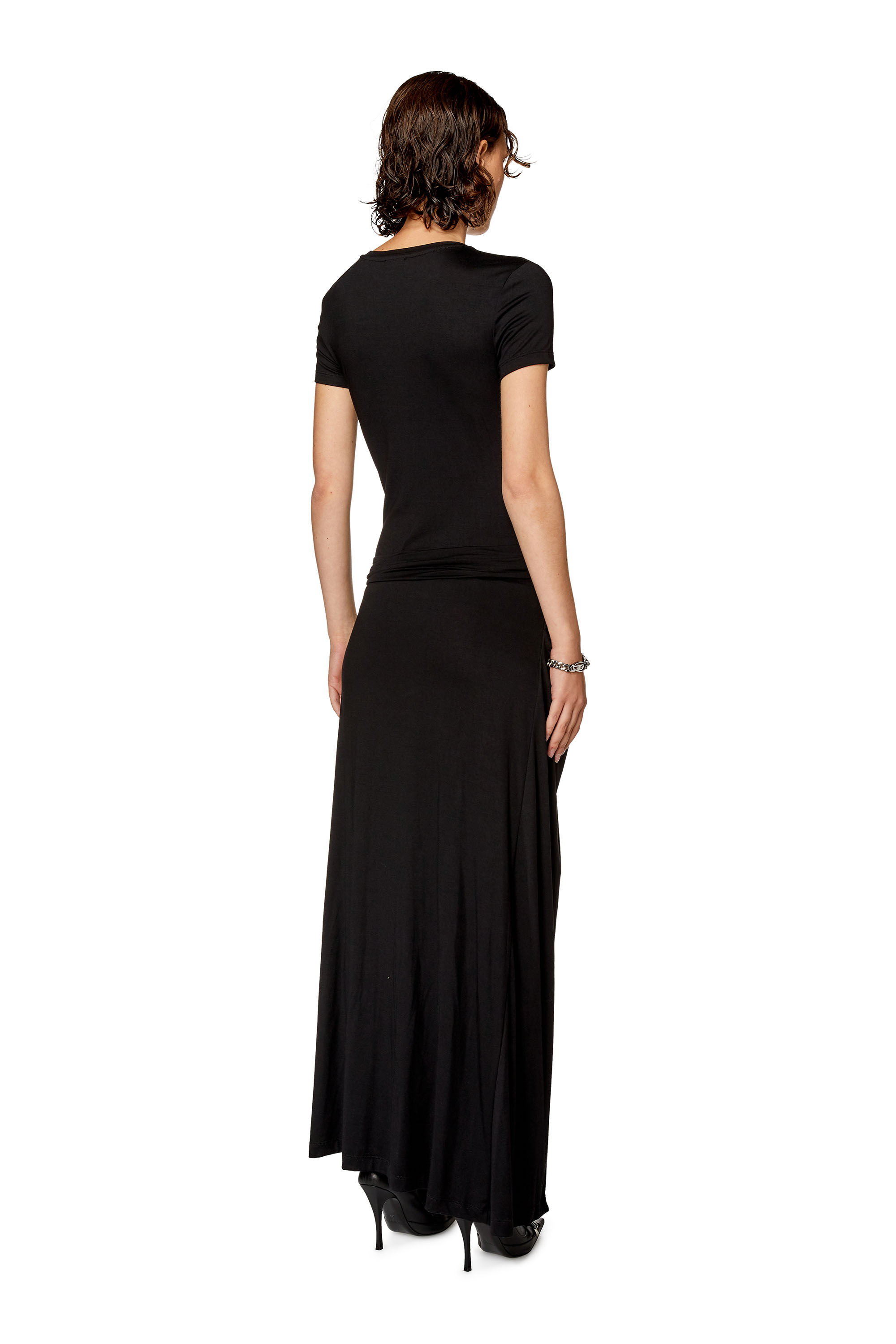 Women s T shirt dress in stretch modal Black Diesel