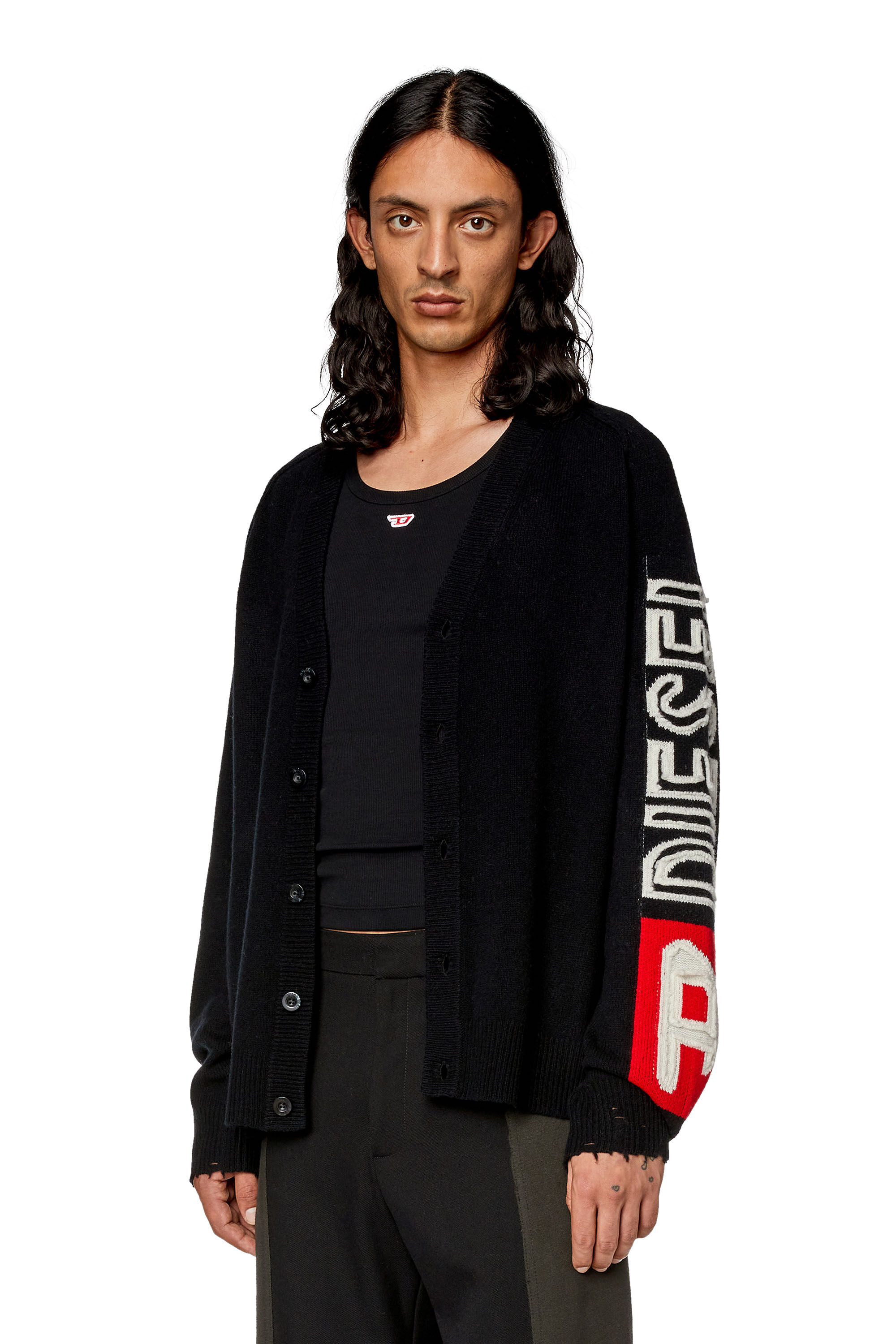 Black wool cardigan discount