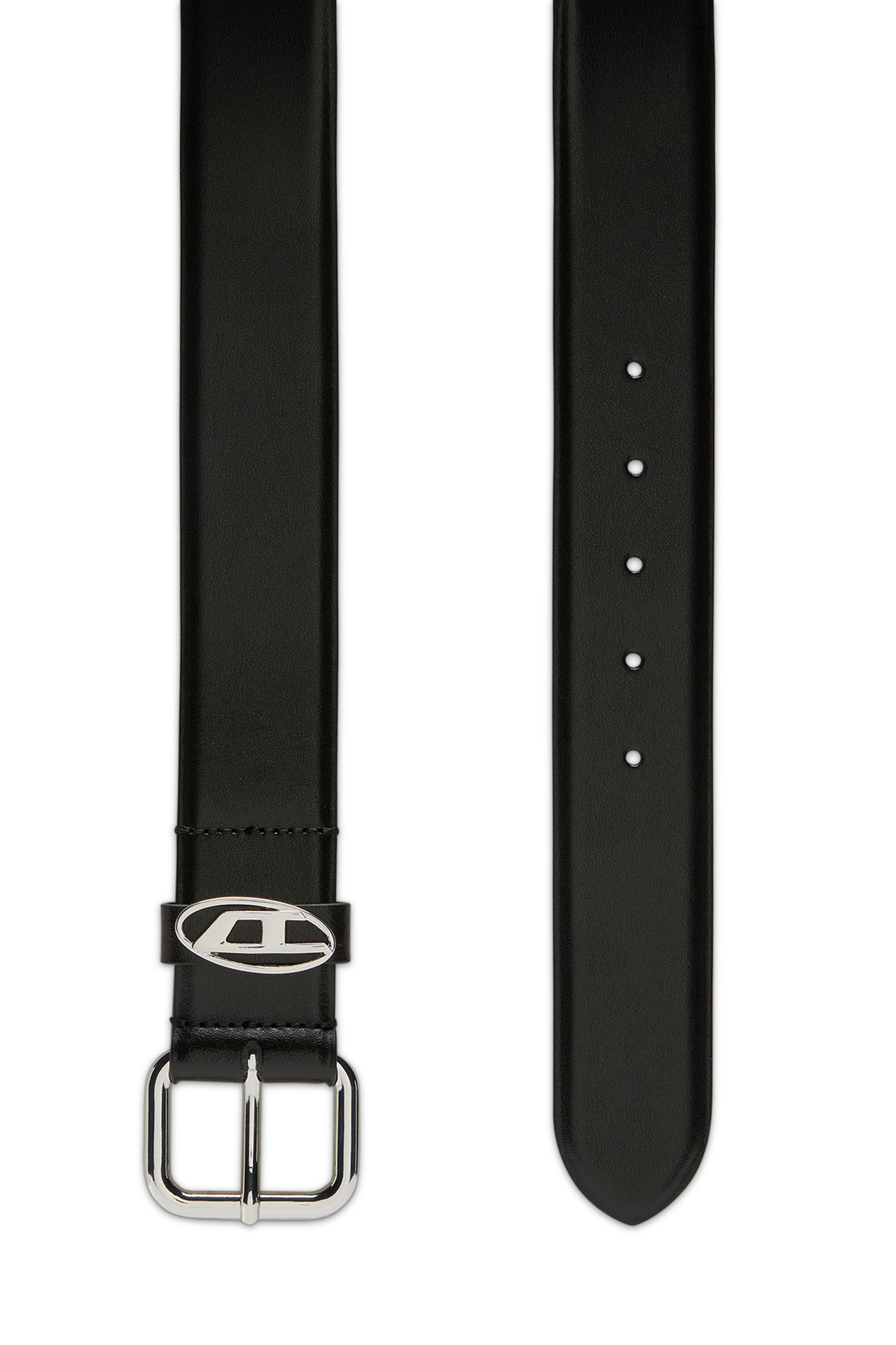 Diesel - B-1DR OVAL D LOOP, Ceinture en cuir avec plaque à logo Mixte in Noir - 2