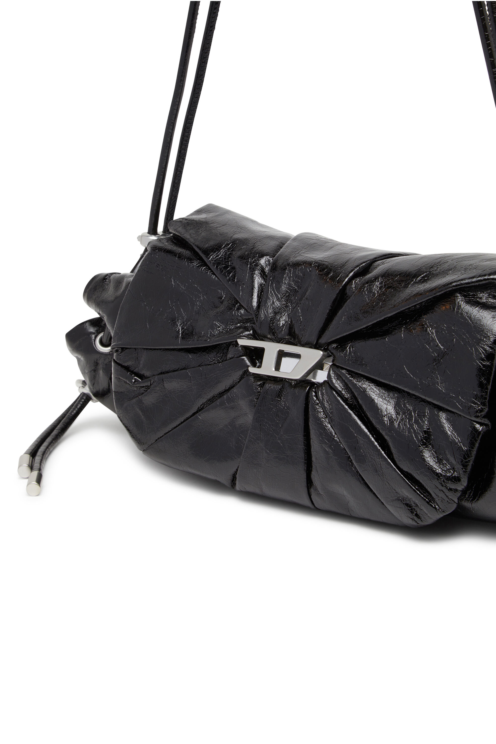 Diesel - SCRUNCH-D SHOULDER S, Female's Scrunch-D S-Shoulder bag in scrunched leather in Black - 5
