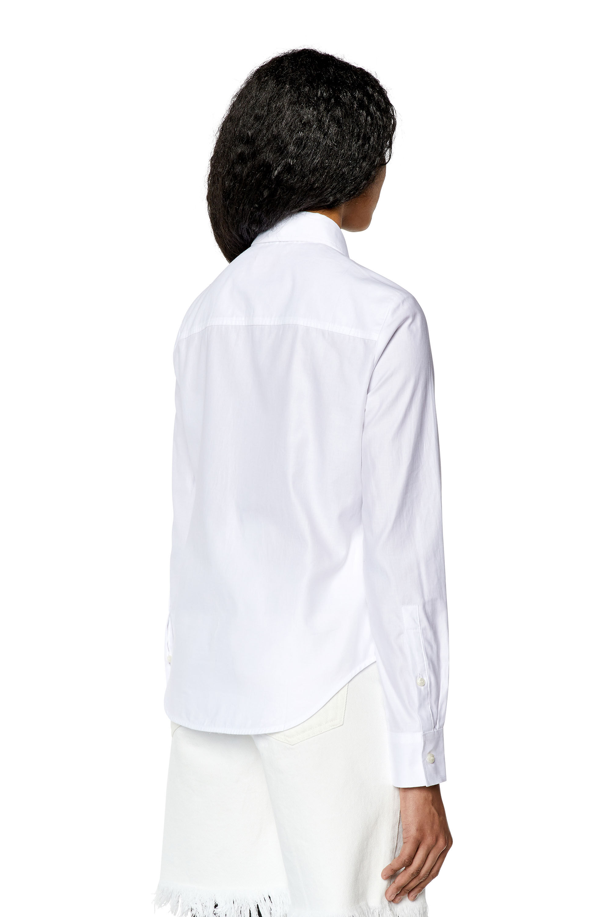 Diesel - C-GIS, Female's Poplin shirt with tonal D embroidery in White - 5