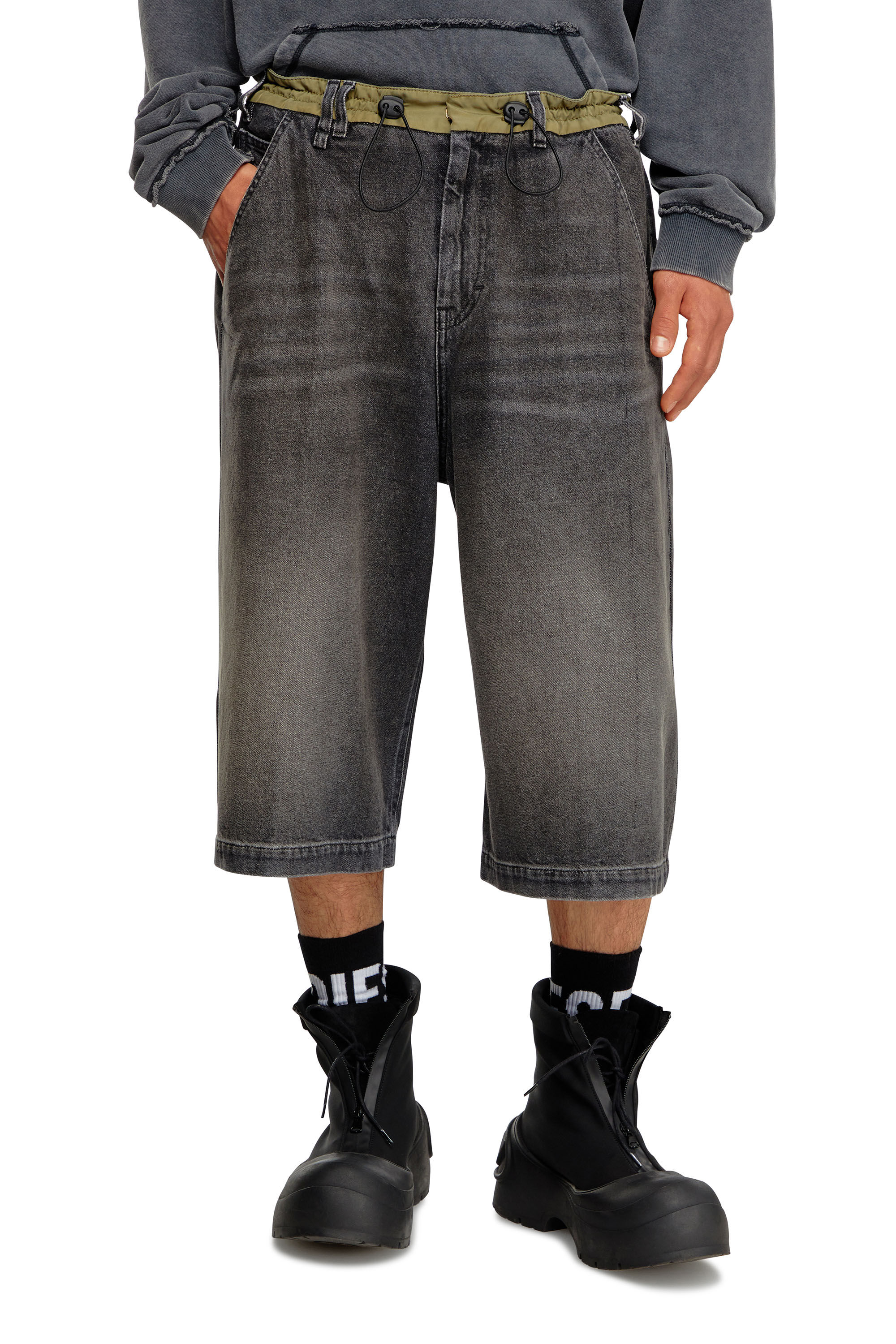 Diesel - D-ANDRE-SHORT-S, Male's Loose bermuda shorts in denim and nylon in Black - 3