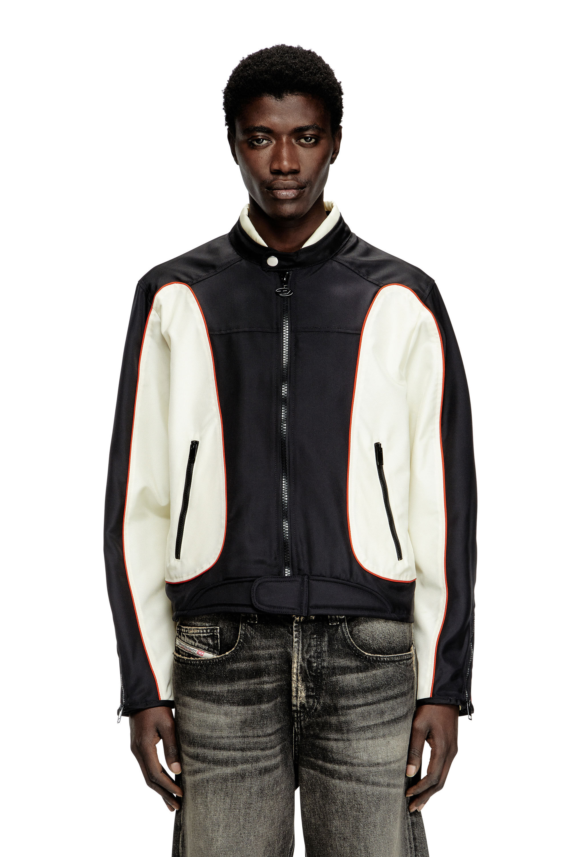 Diesel - J-BLINK-A, Veste biker color-block avec passepoil Homme in Polychrome - 3
