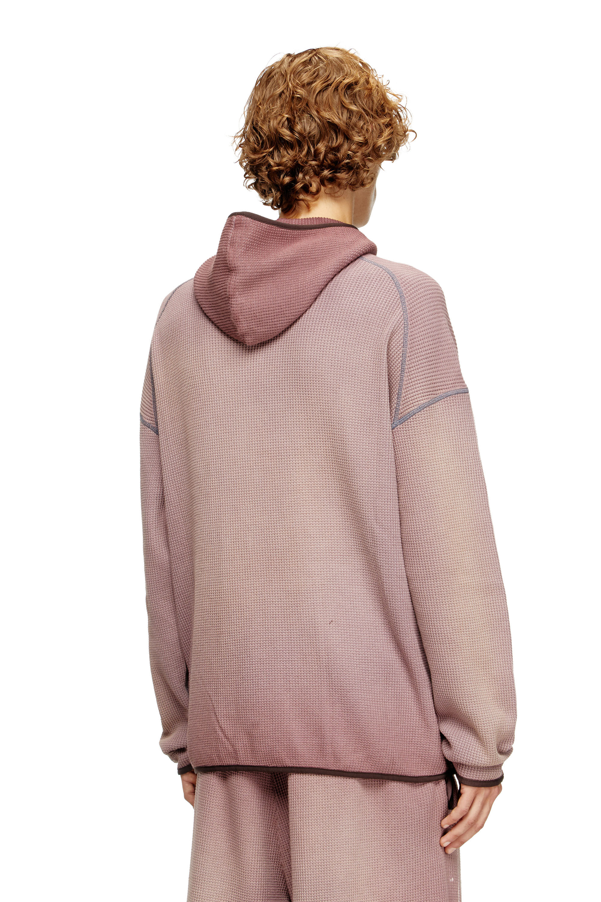Diesel - S-WAF-HOOD-NEW, Male's Faded waffle hoodie with graphic print in null - 4