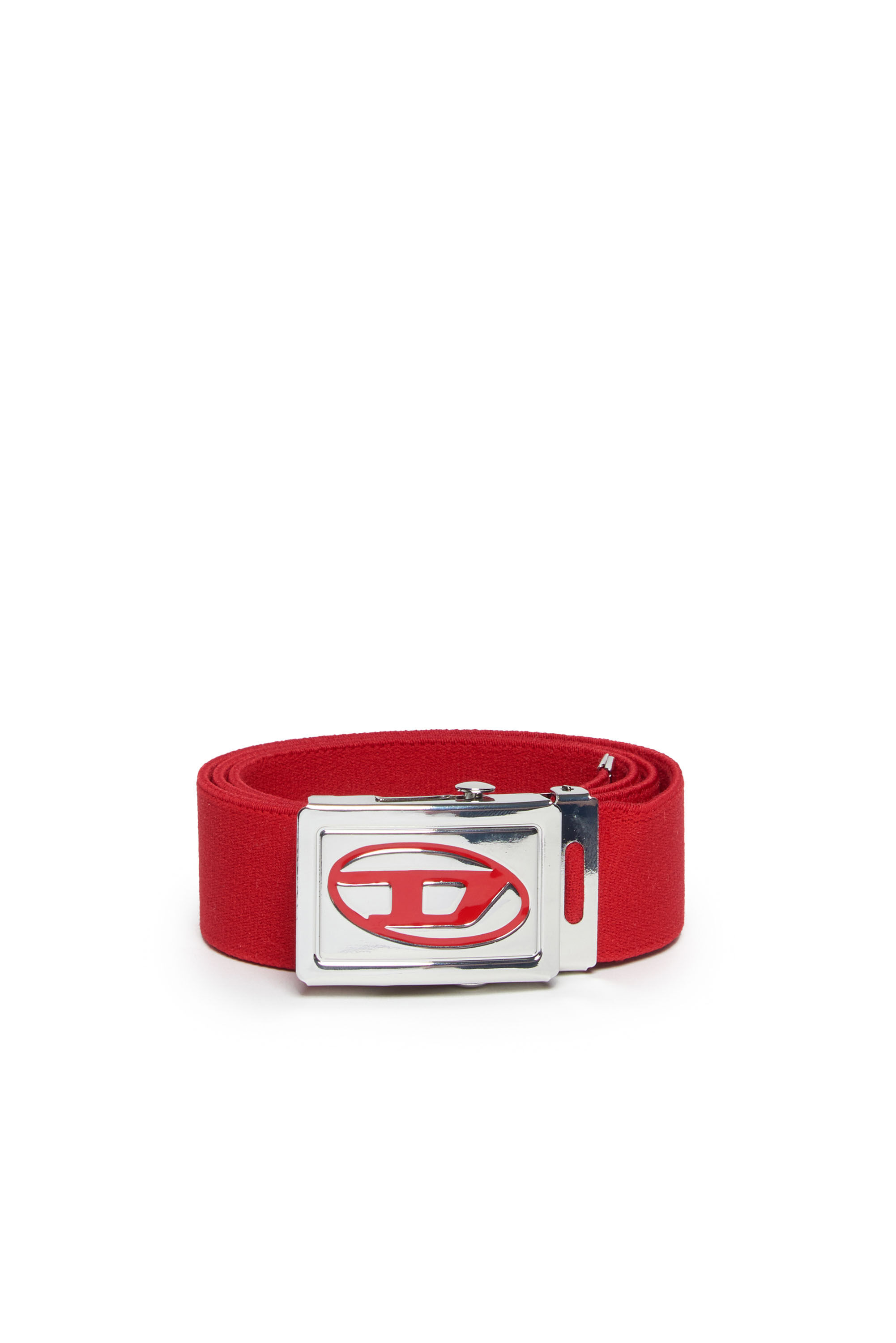 Diesel - BESAR, Male's Tape belt with Oval D plaque buckle in Red - 1