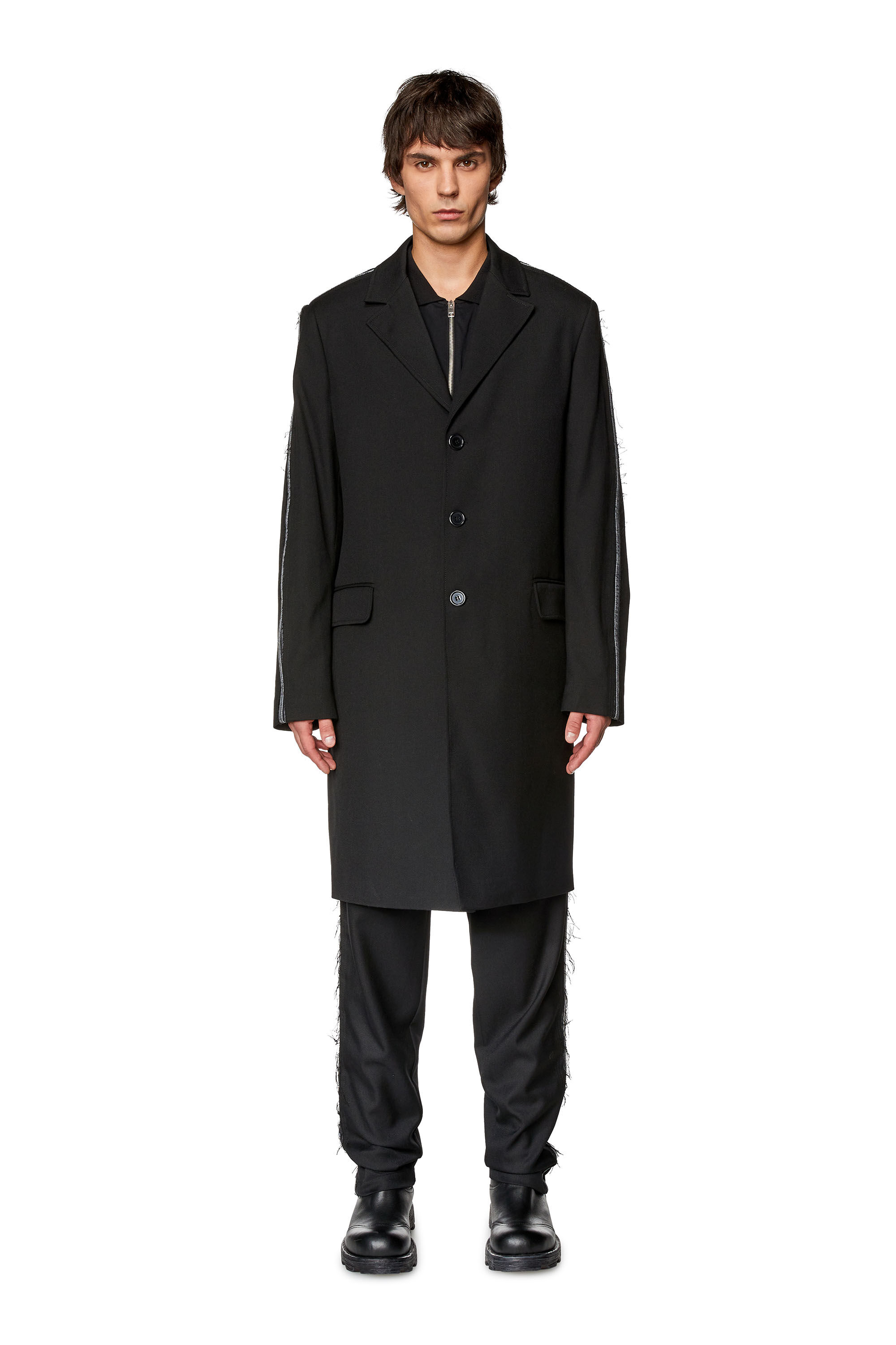 Diesel - W-HIVO, Male's Cool wool jacket with denim inserts in Black - 3